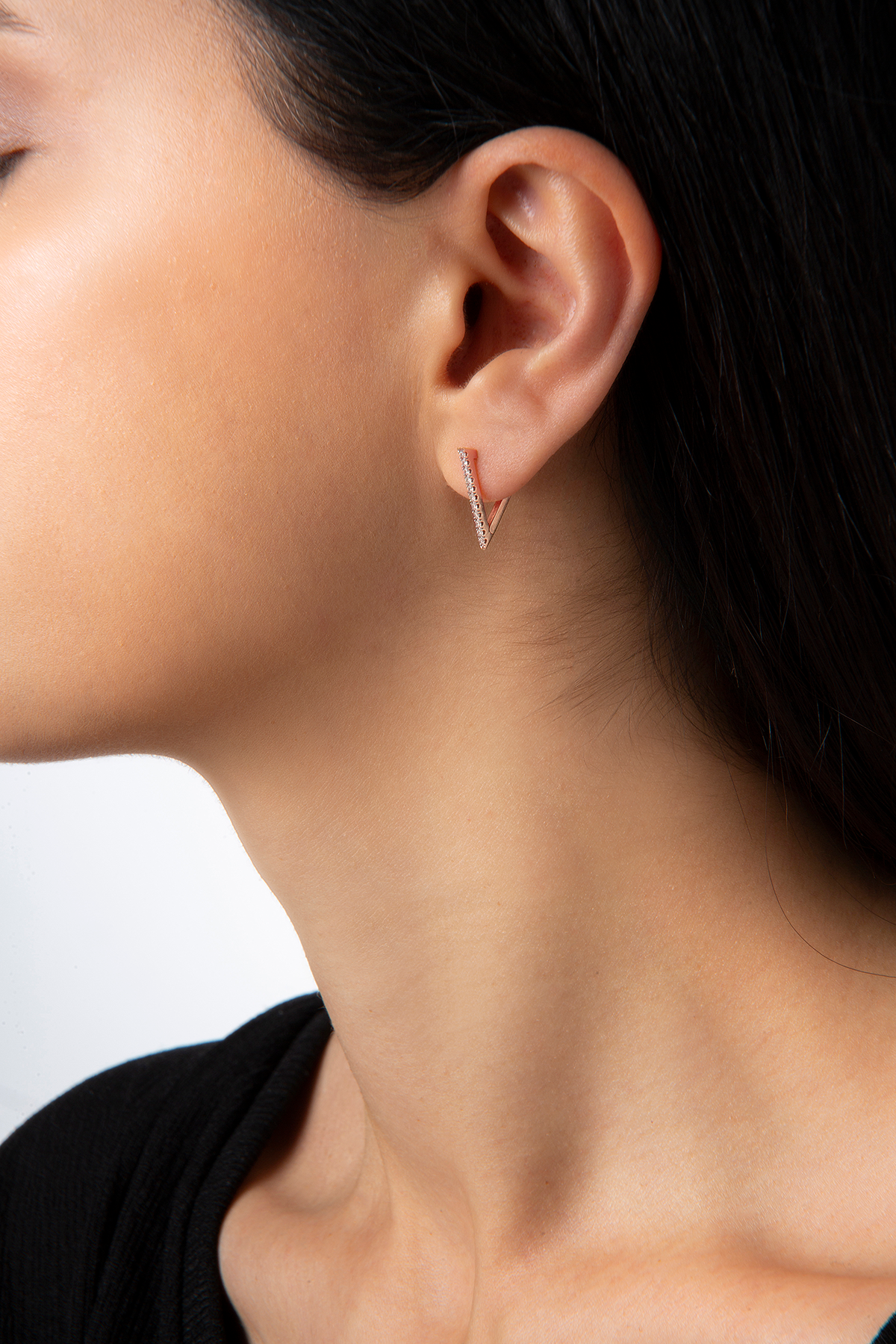 Mini Triangle Earring in Rose Gold - Her Story Shop