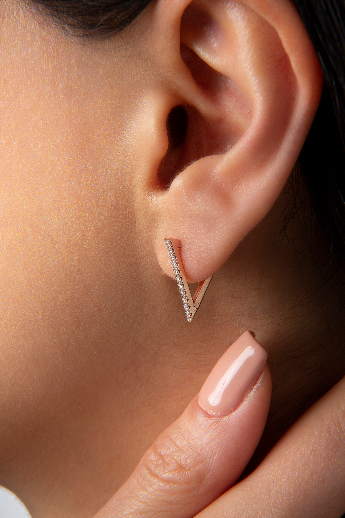 Mini Triangle Earring in Rose Gold - Her Story Shop