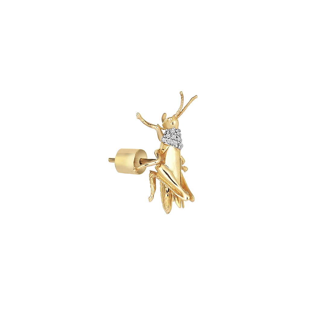 Grasshopper Earring in Yellow Gold - Her Story Shop
