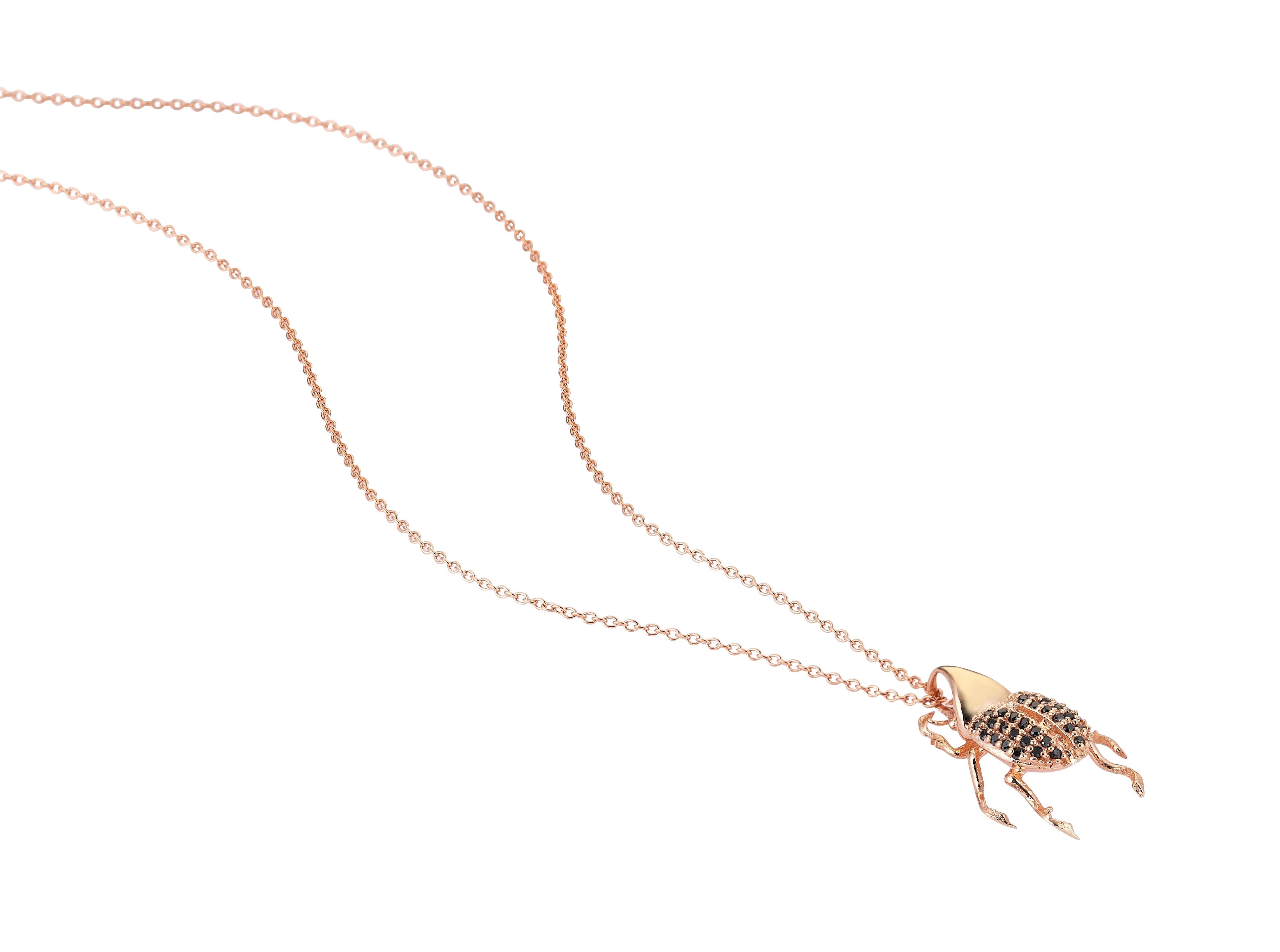 Rhino Beetle Necklace in Rose Gold - Her Story Shop