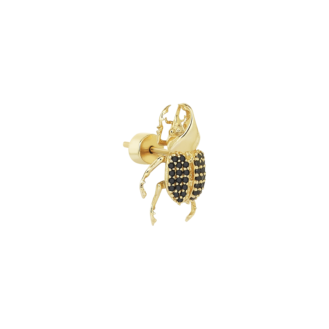 Rhino Beetle Earring in Yellow Gold - Her Story Shop