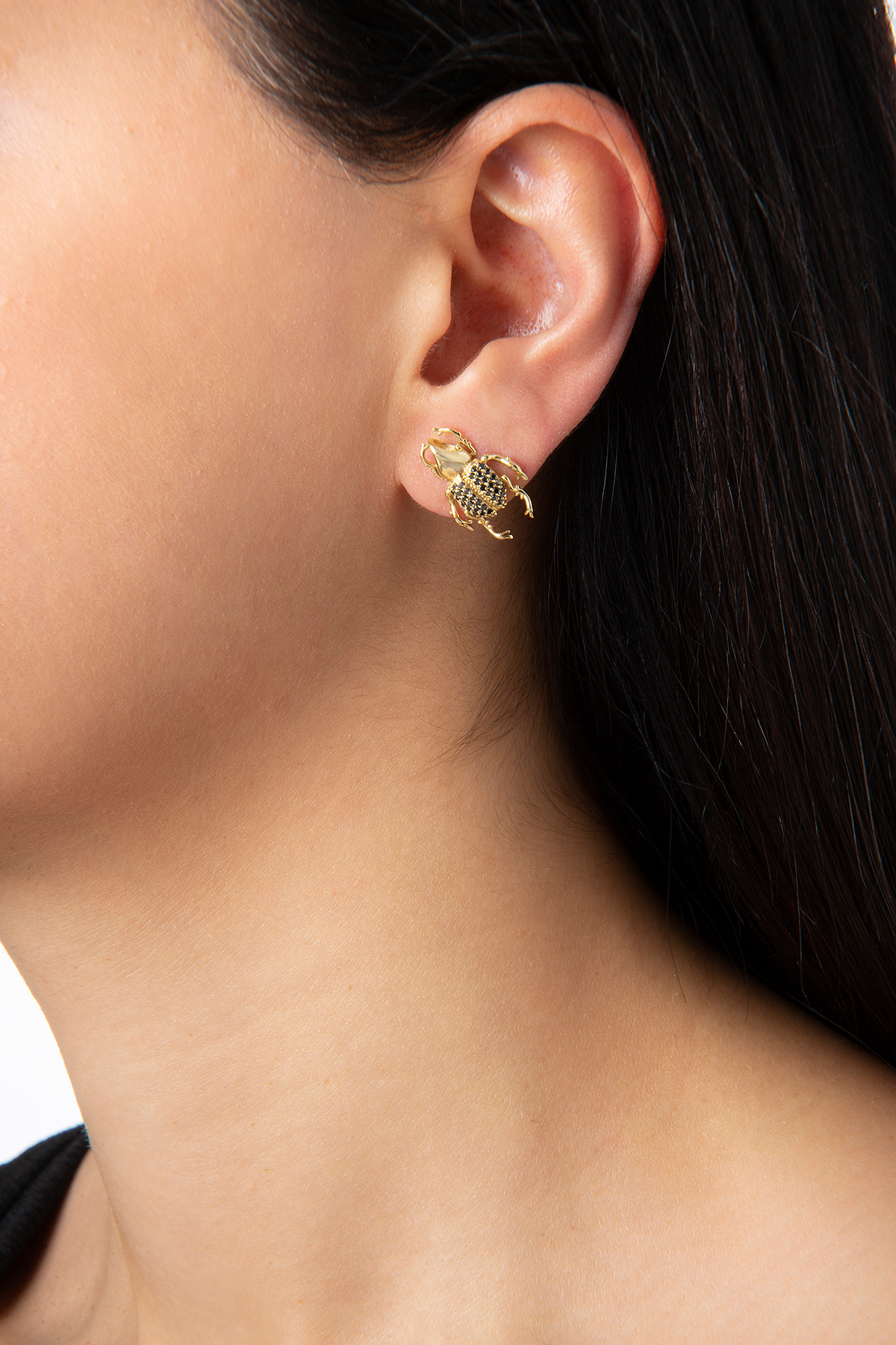 Rhino Beetle Earring in Yellow Gold - Her Story Shop