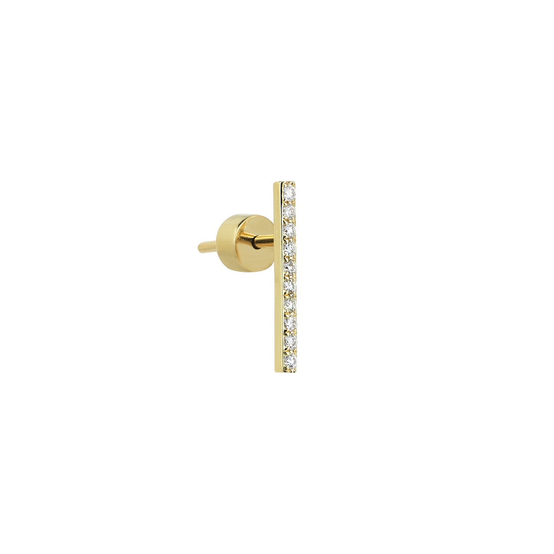 Line Diamond Earring in Yellow Gold – Her Story Jewelry