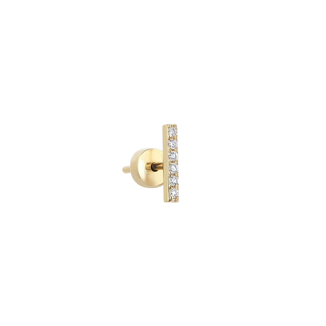 Mini Line Diamond Earring in Yellow Gold – Her Story Jewelry