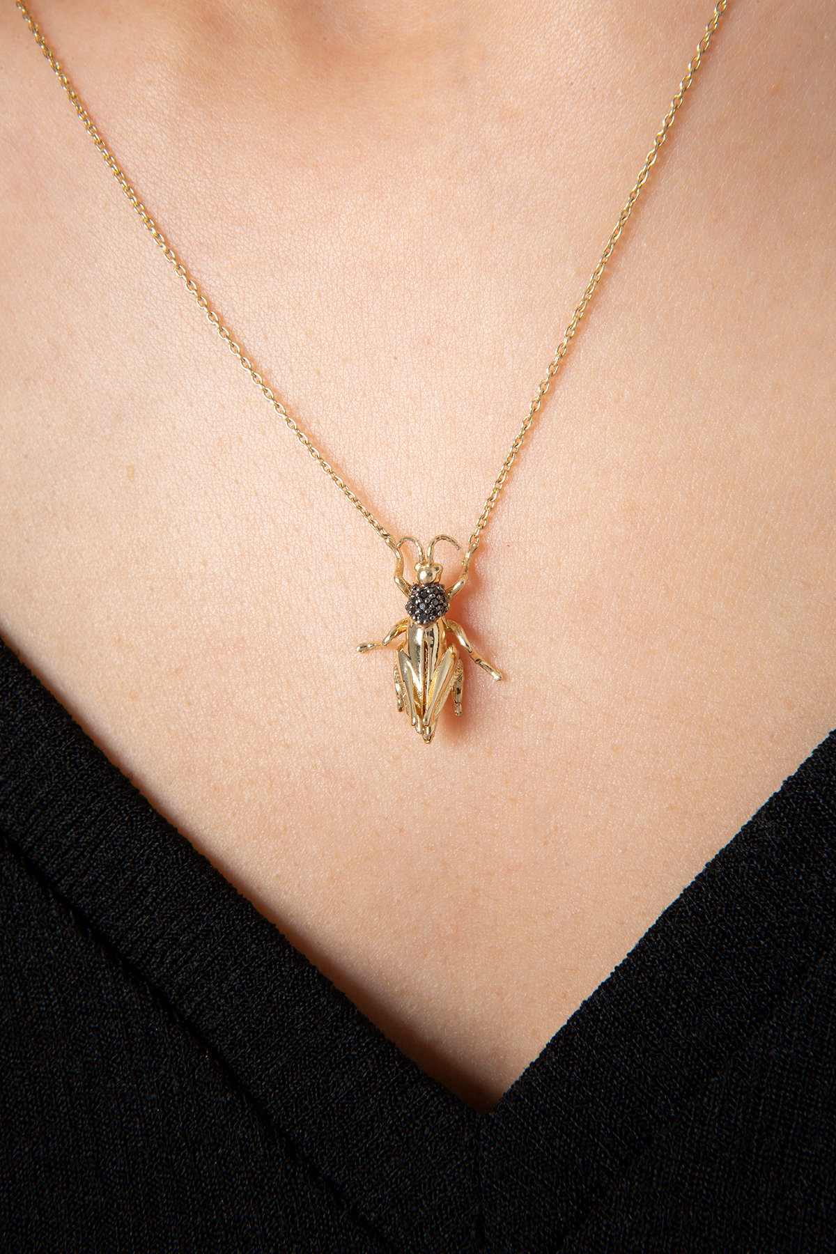 Grasshopper Necklace in Yellow Gold - Her Story Shop