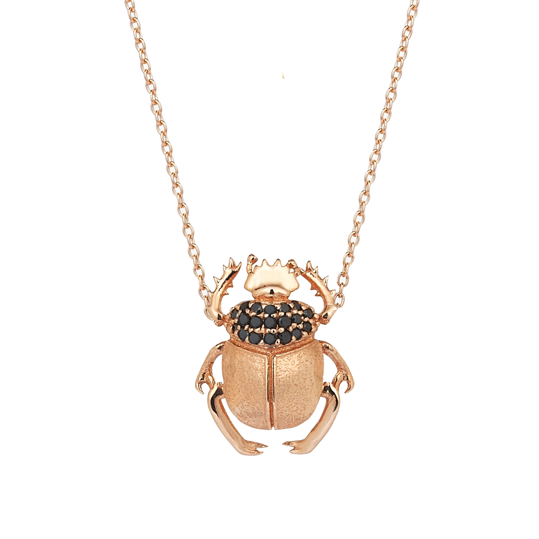 Scarab Necklace in Rose Gold - Her Story Shop