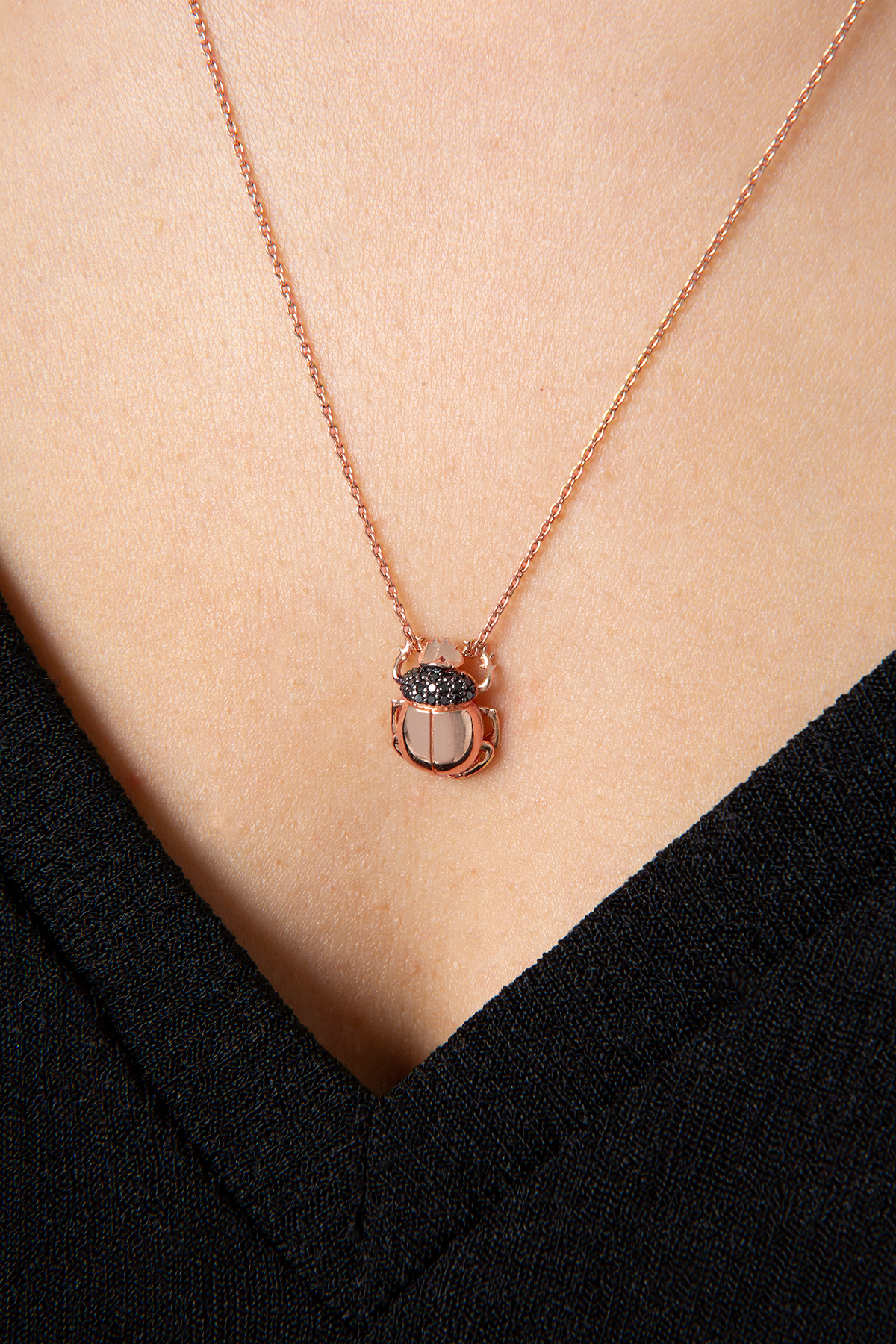 Scarab Necklace in Rose Gold - Her Story Shop