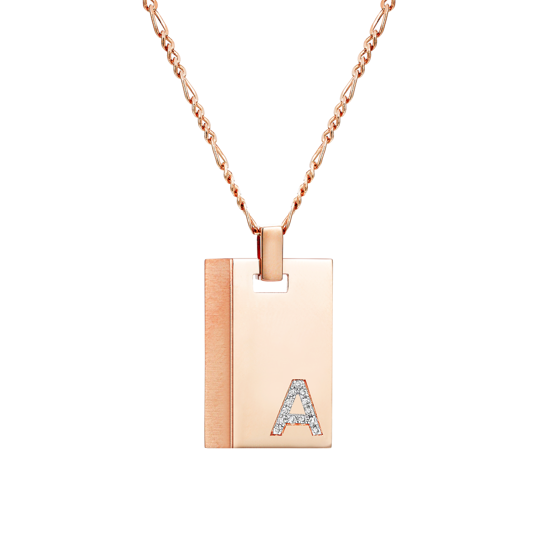 Initial Plate Necklace in Rose Gold Her Story Jewelry