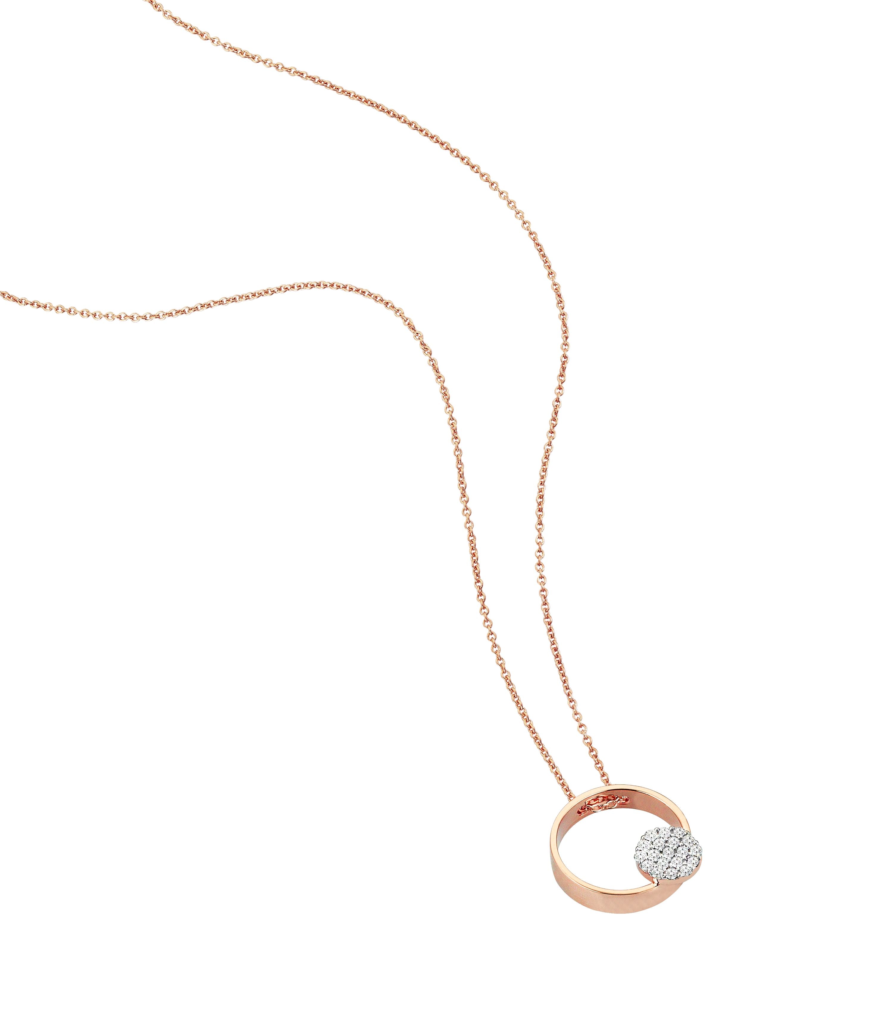 Pave Circular Necklace in Rose Gold - Her Story Shop