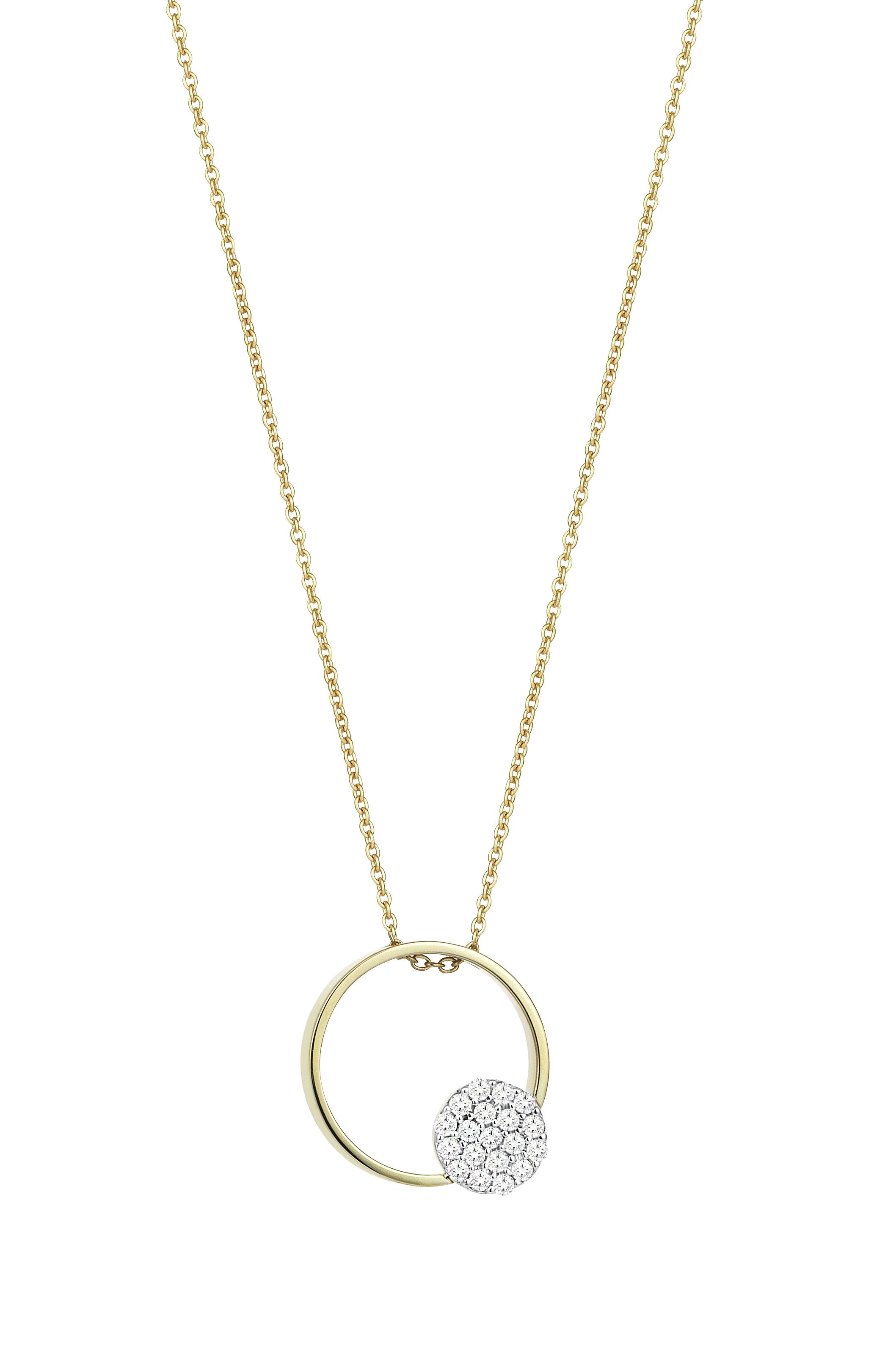 Pave Circular Necklace in Yellow Gold - Her Story Shop