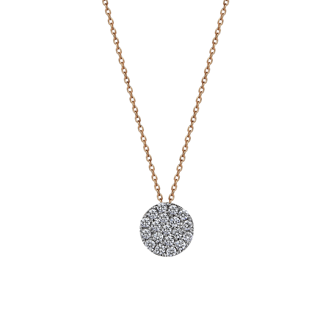 Pave Round Diamond Necklace in Rose Gold - Her Story Shop