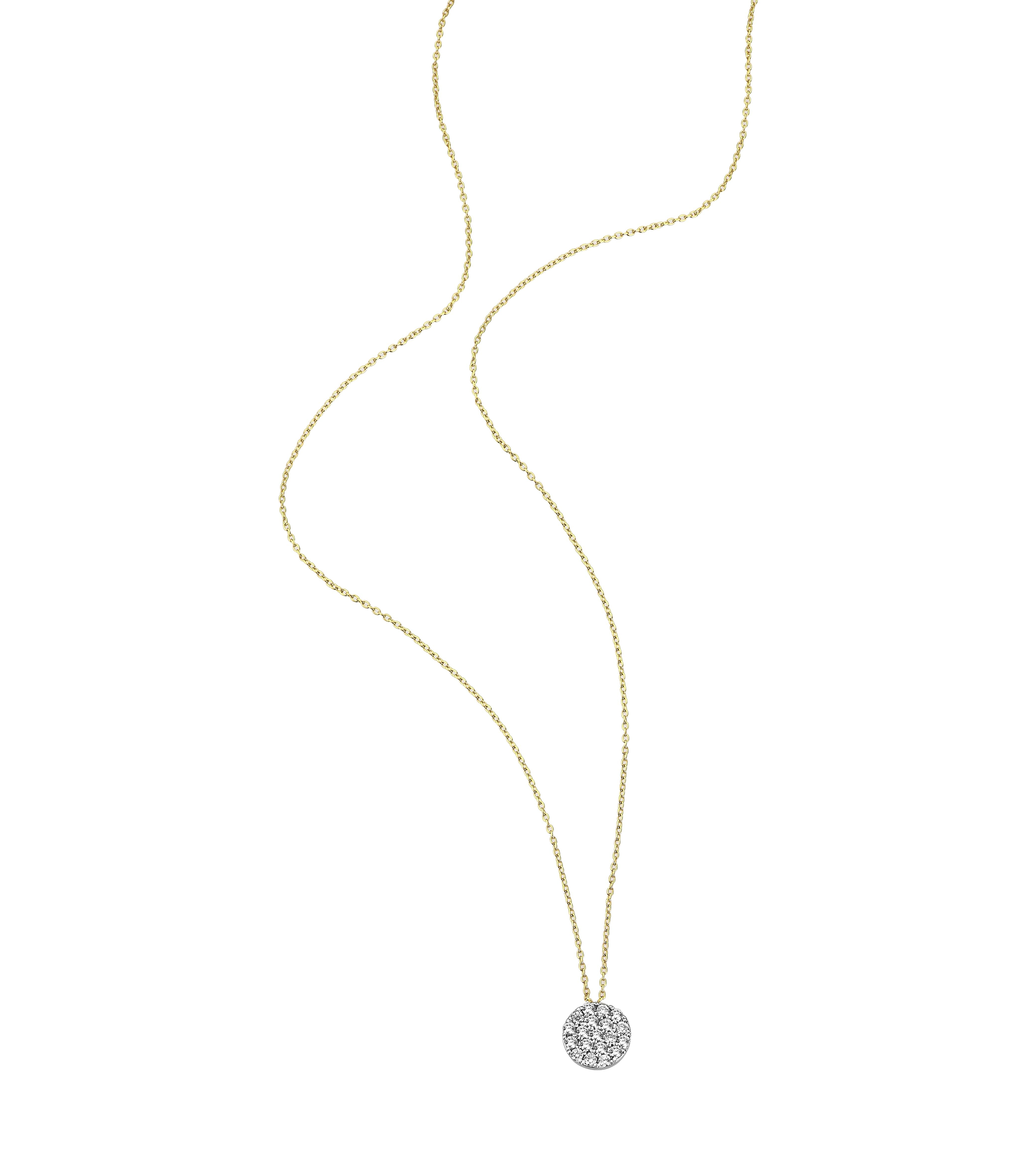 Pave Round Diamond Necklace in Yellow Gold - Her Story Shop
