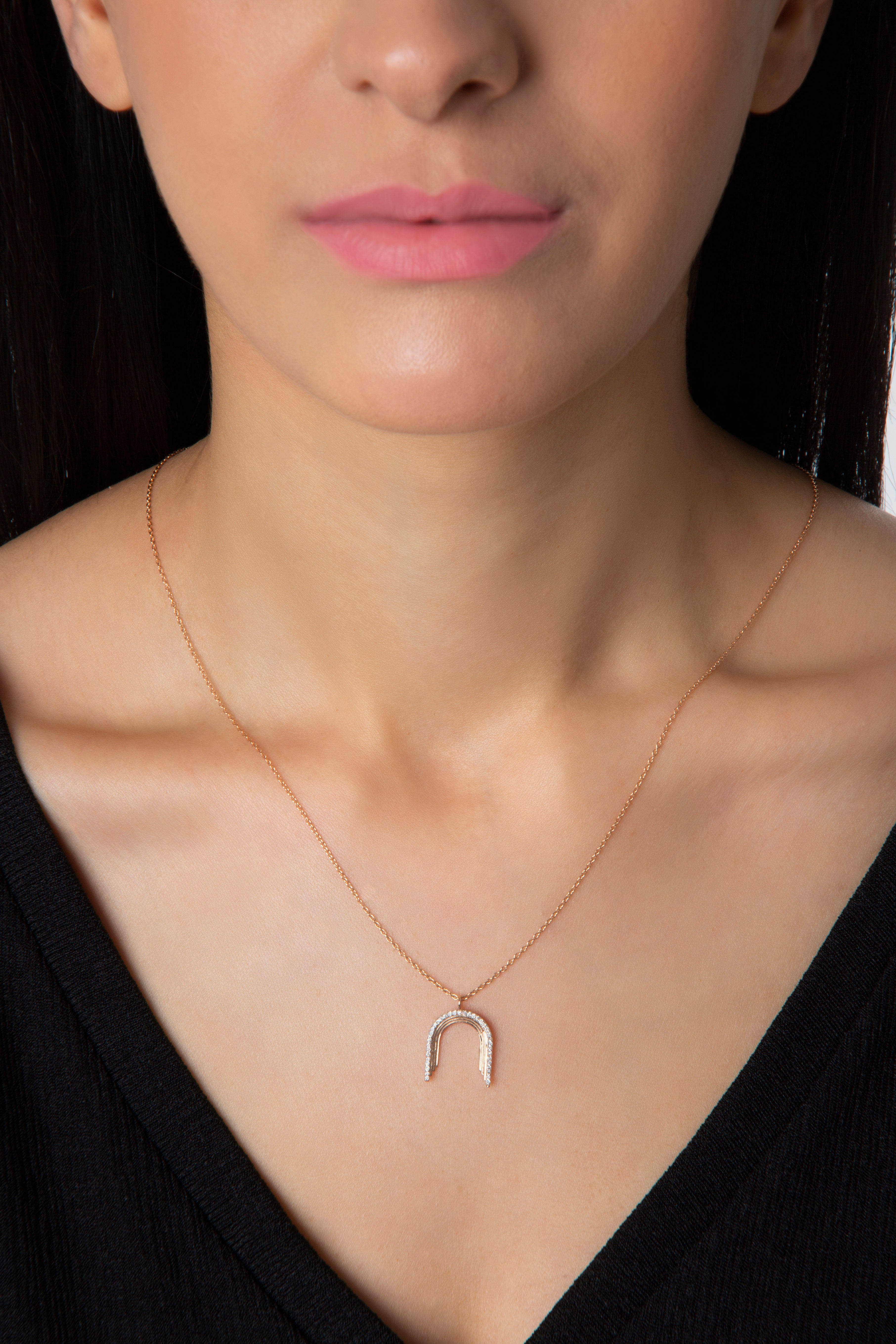 Convex Mini Arch Necklace in Rose Gold - Her Story Shop