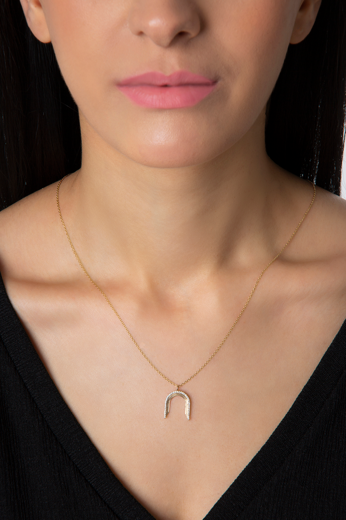 Convex Mini Arch Necklace in Yellow Gold - Her Story Shop