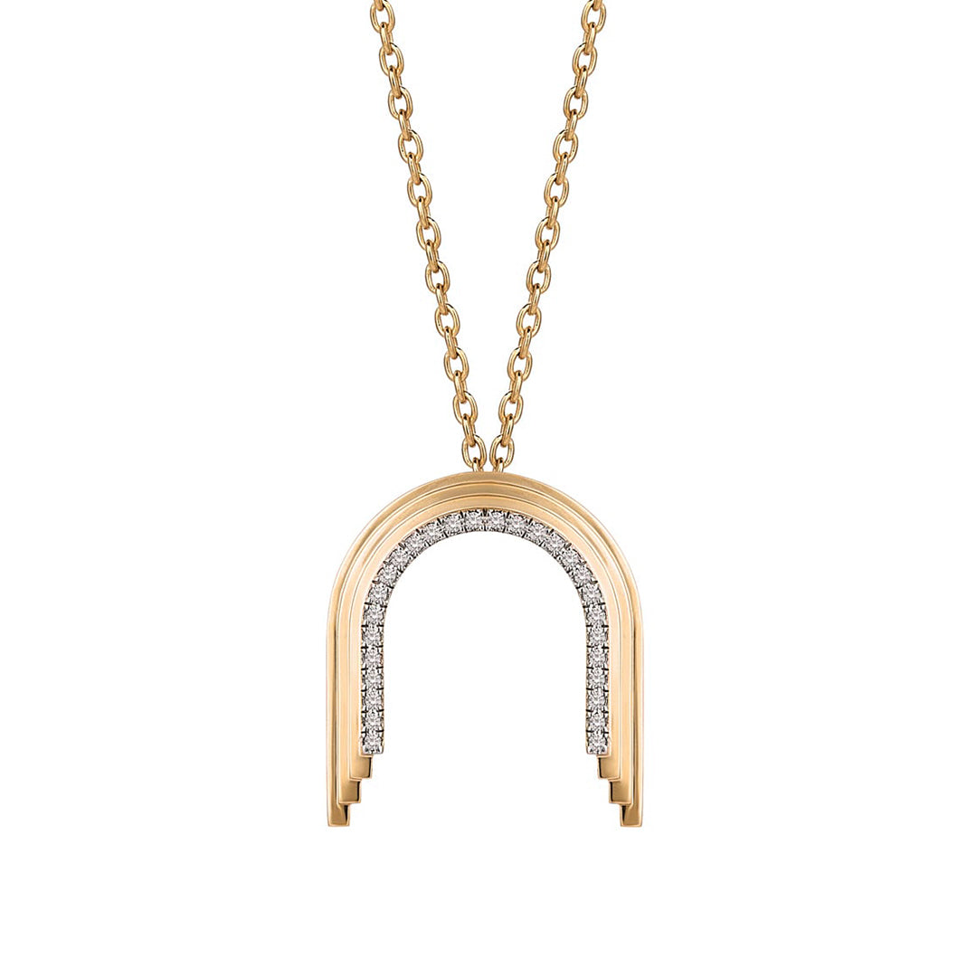 Concave Mini Arch Necklace in Yellow Gold - Her Story Shop