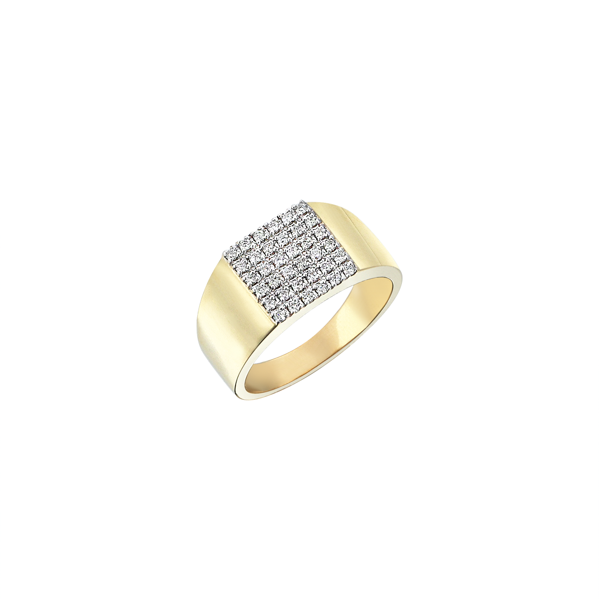 Pave Square Ring in Yellow Gold - Her Story Shop