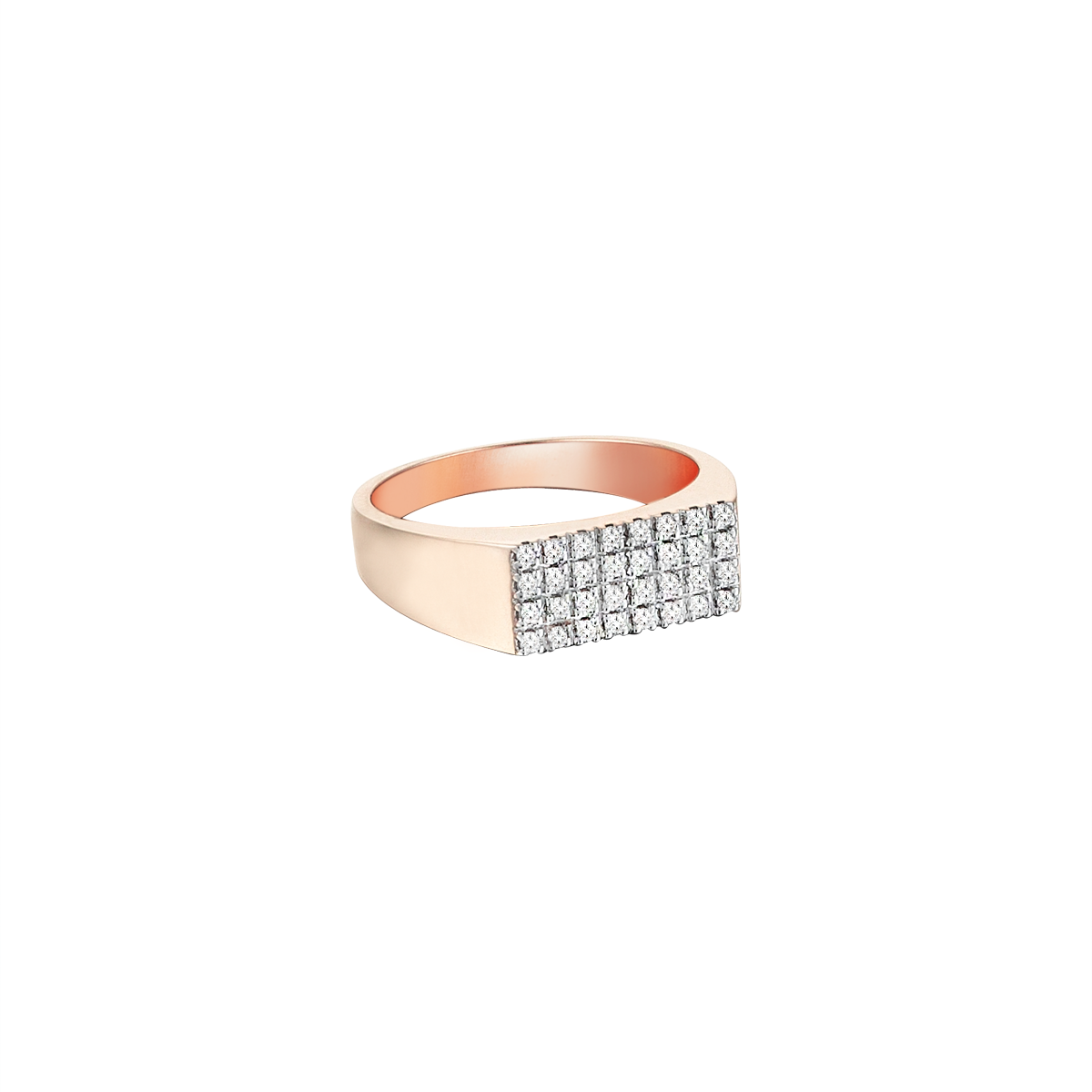 Pave Rectangular Ring in Rose Gold - Her Story Shop