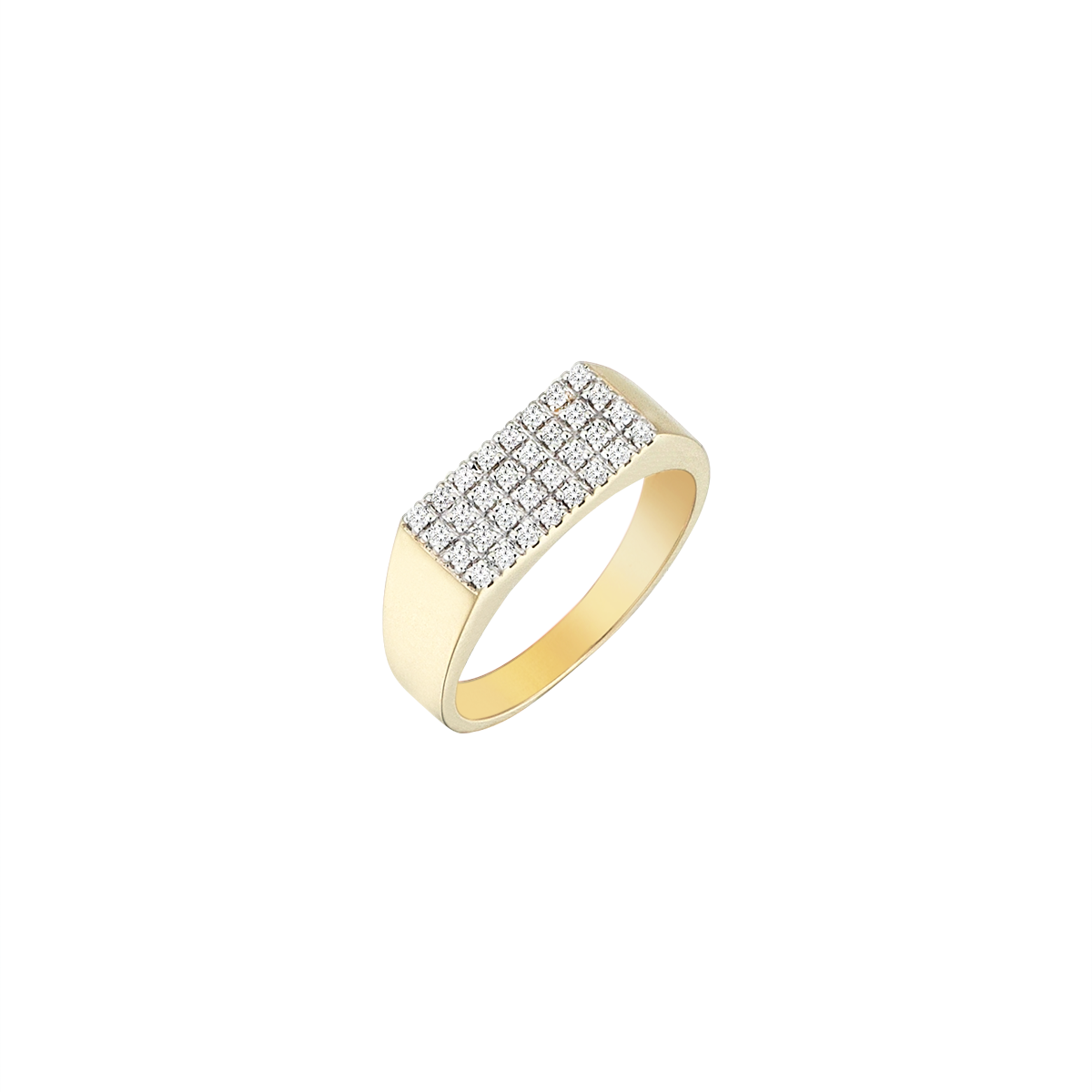 Pave Rectangular Ring in Yellow Gold - Her Story Shop