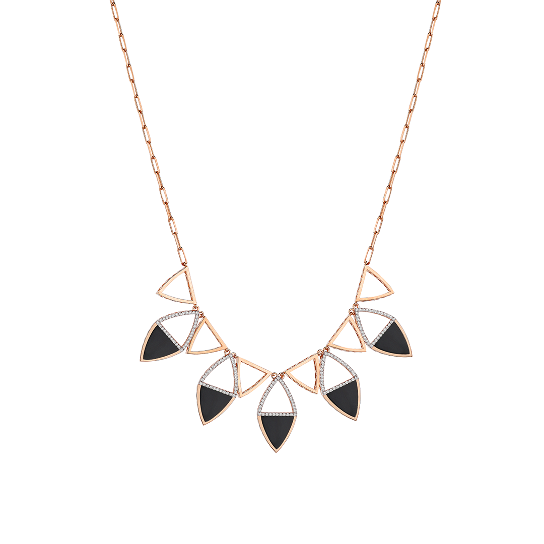 Feminine Glory Black Necklace in Rose Gold - Her Story Shop