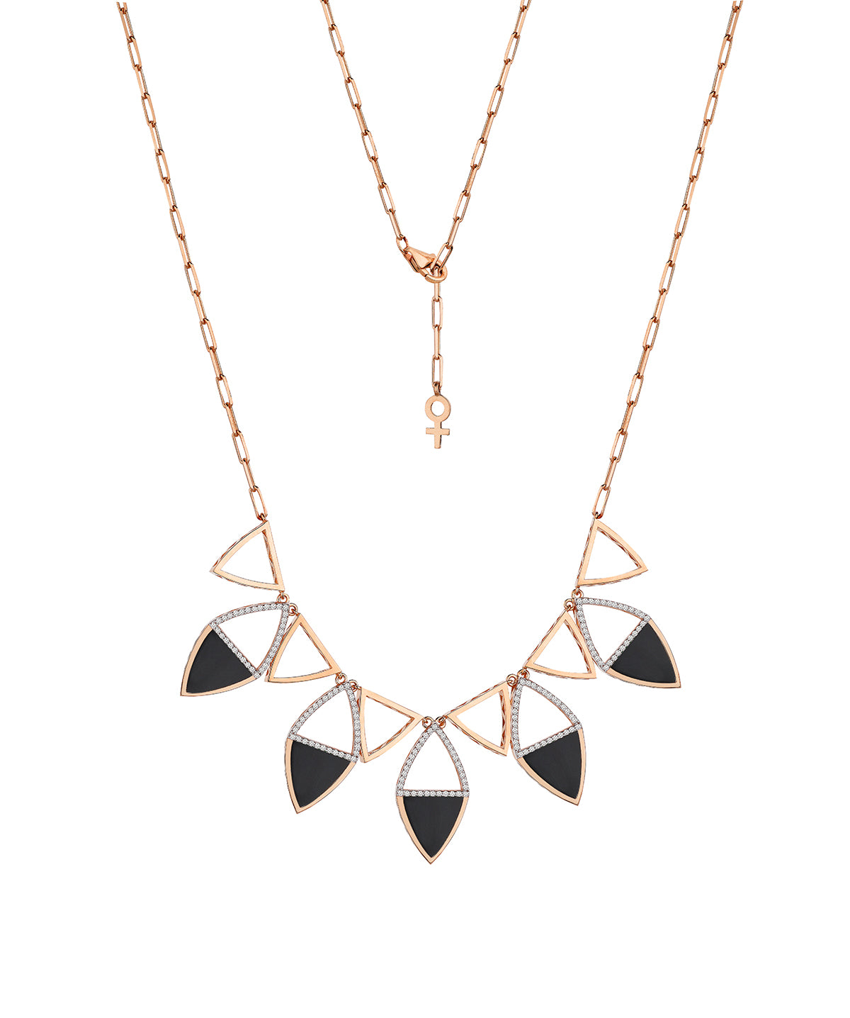 Feminine Glory Black Necklace in Rose Gold - Her Story Shop