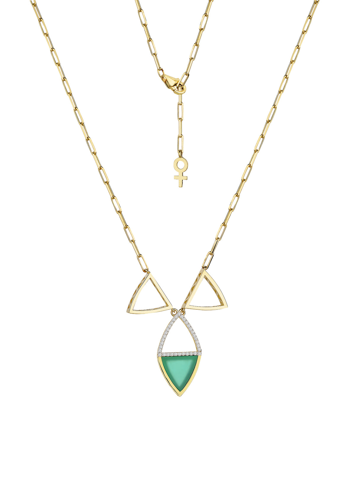 Feminine Glory Mini Green Necklace in Yellow Gold - Her Story Shop