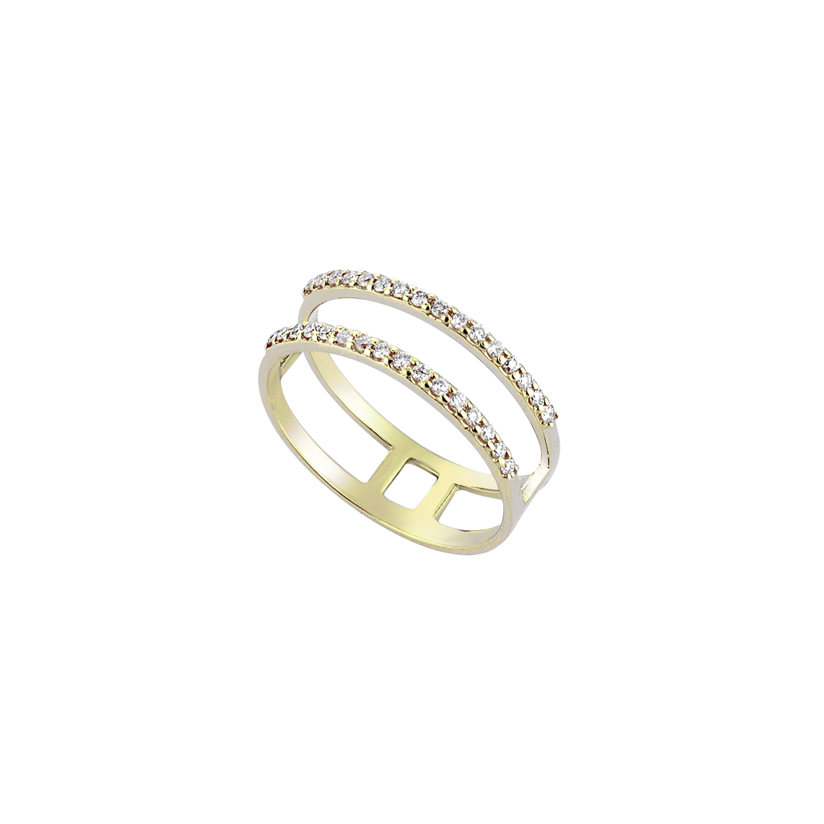 Double Diamond Line Midi Ring in Yellow Gold - Her Story Shop