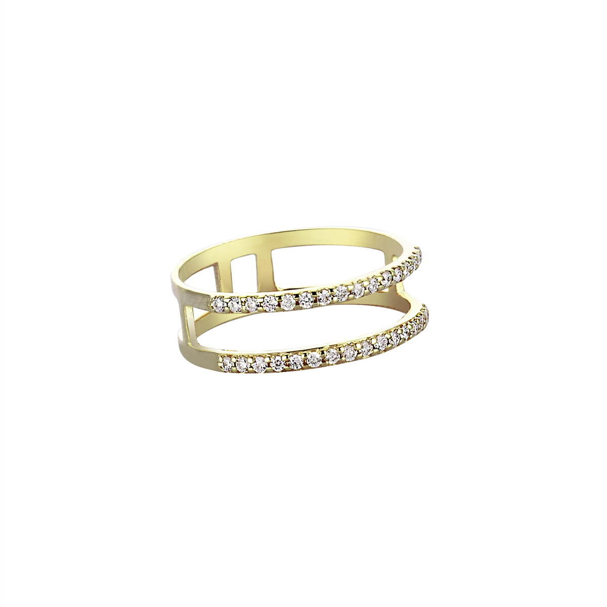 Double Diamond Line Midi Ring in Yellow Gold - Her Story Shop