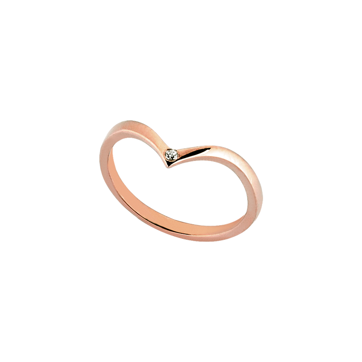 V Midi Ring in Rose Gold - Her Story Shop