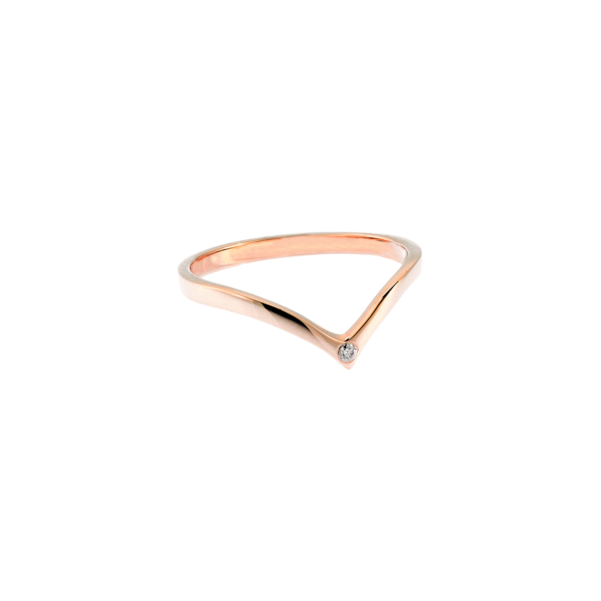 V Midi Ring in Rose Gold - Her Story Shop