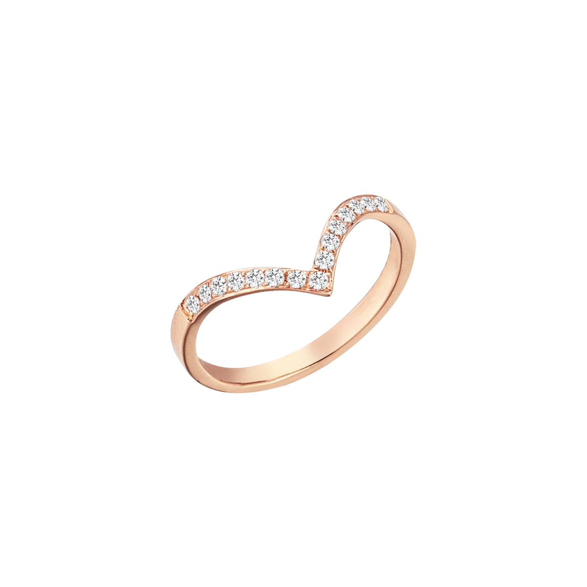 V Diamond Midi Ring in Rose Gold - Her Story Shop