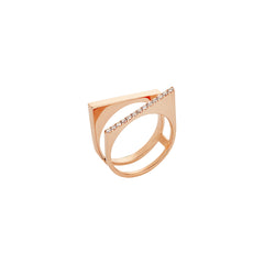 Angled Diamond Double Ring in Rose Gold - Her Story Shop
