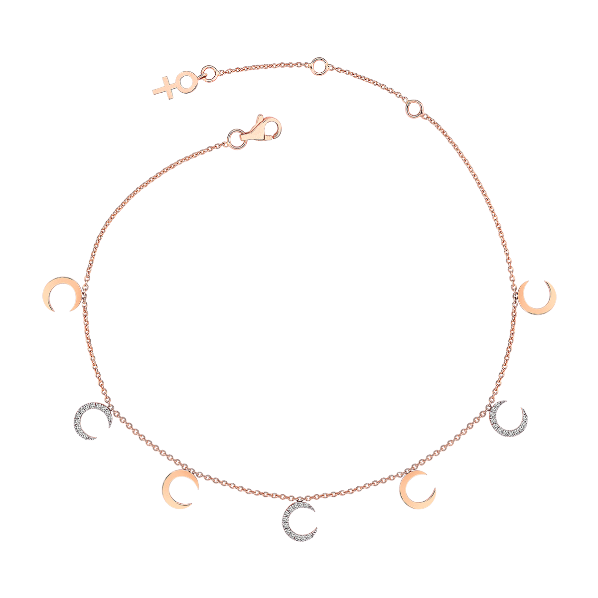 Selenophile Half Diamond Anklet in Rose Gold - Her Story Shop
