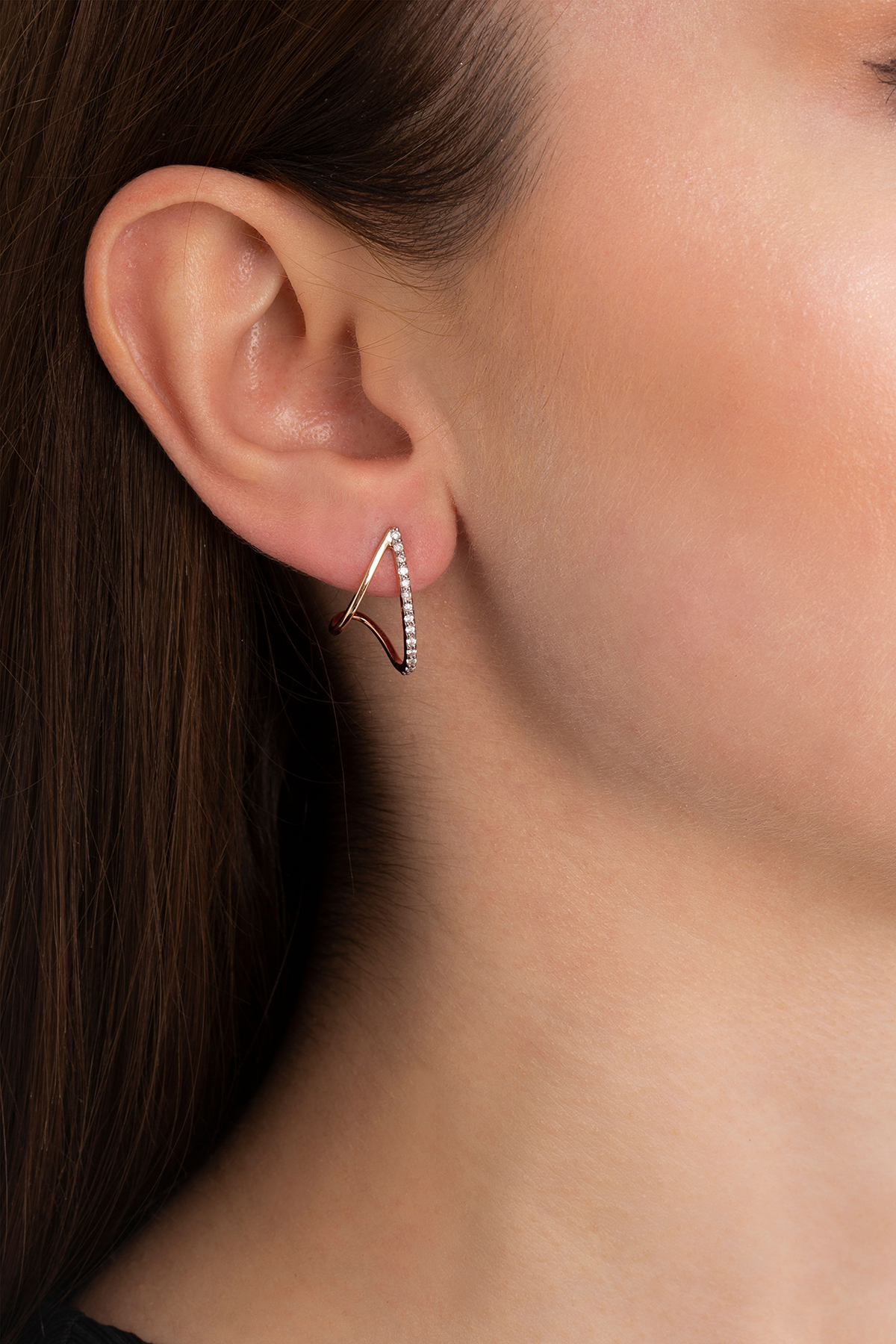 Double Hoop Diamond Earring in Rose Gold - Her Story Shop