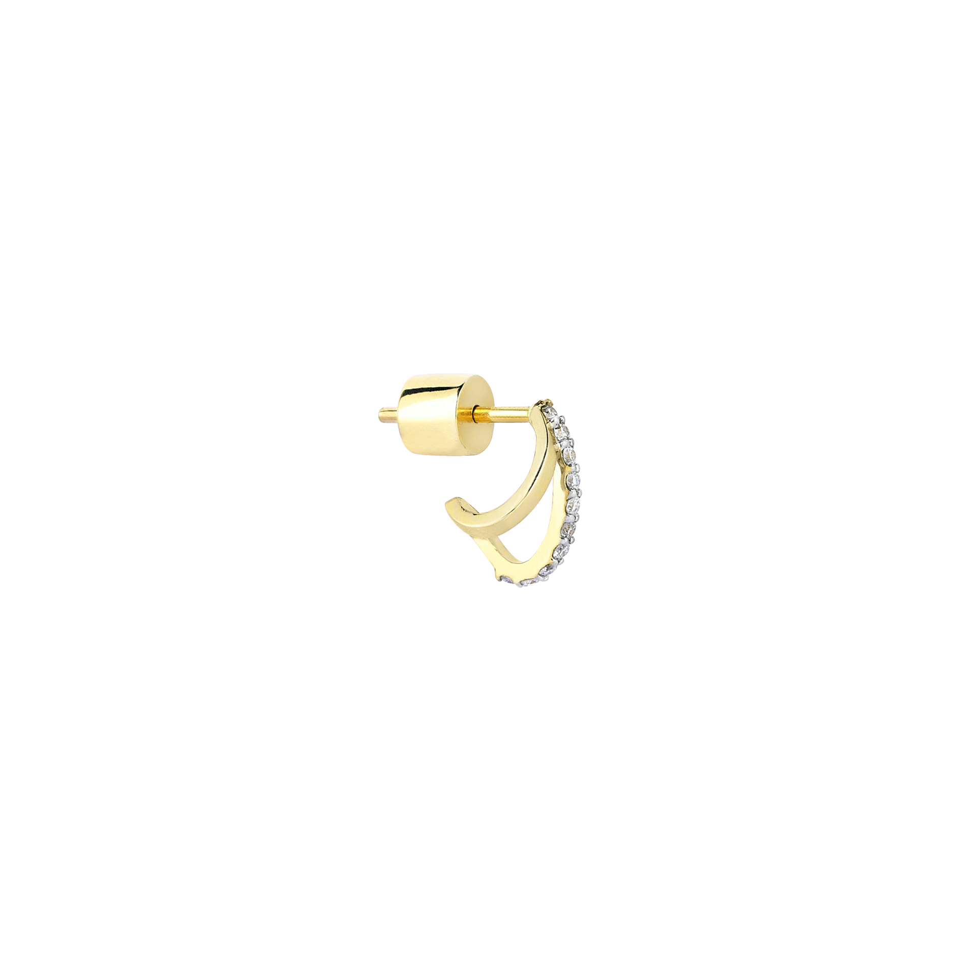 Mini Double Hoop Diamond Earring in Yellow Gold - Her Story Shop