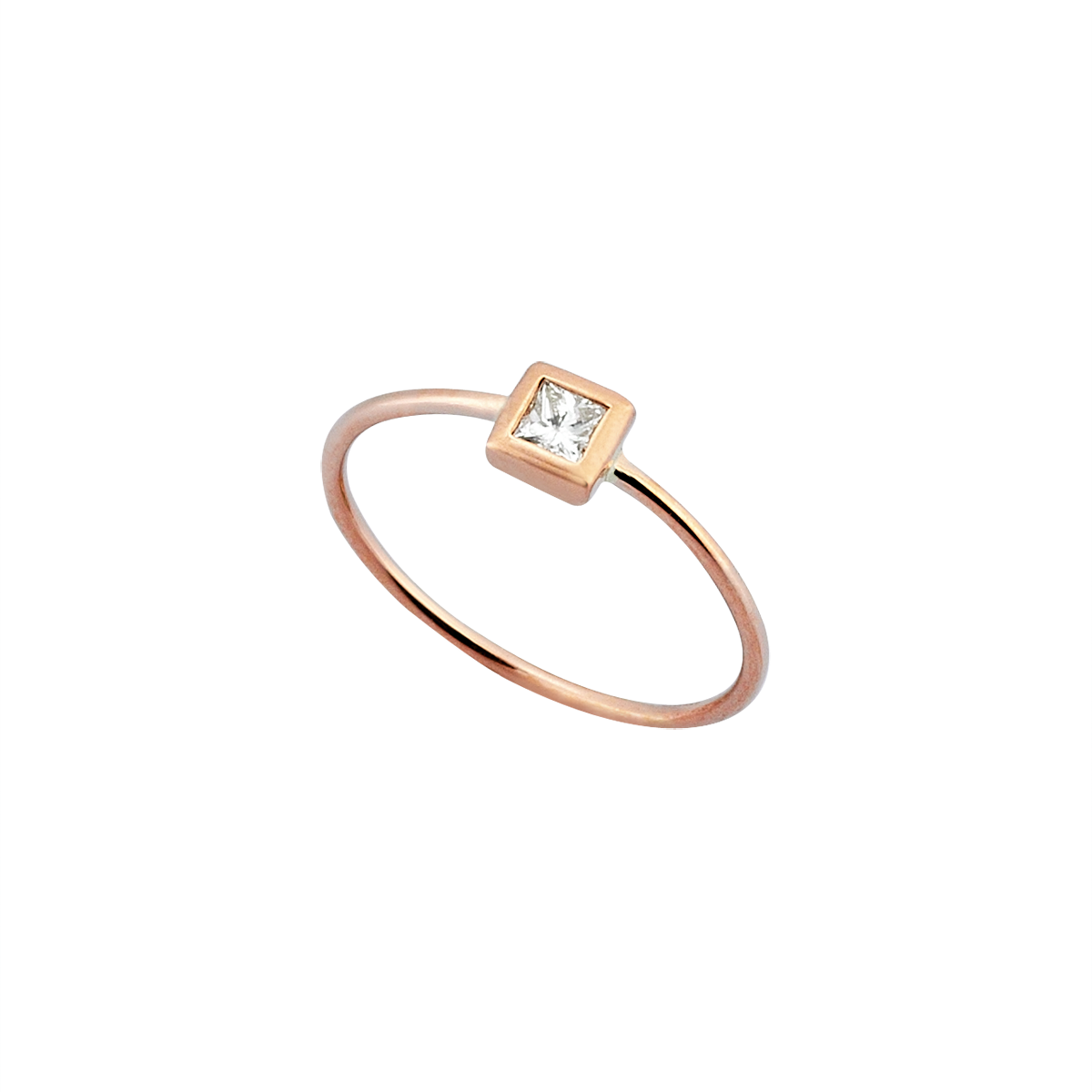 Square Diamond Midi Ring in Rose Gold - Her Story Shop