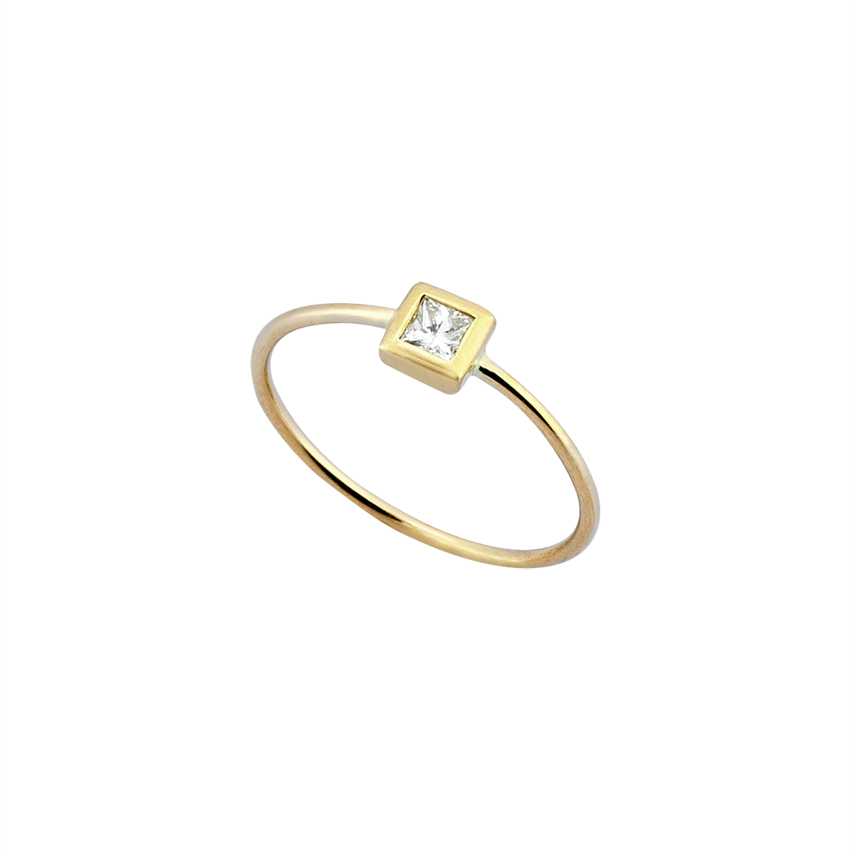 Square Diamond Midi Ring in Yellow Gold - Her Story Shop