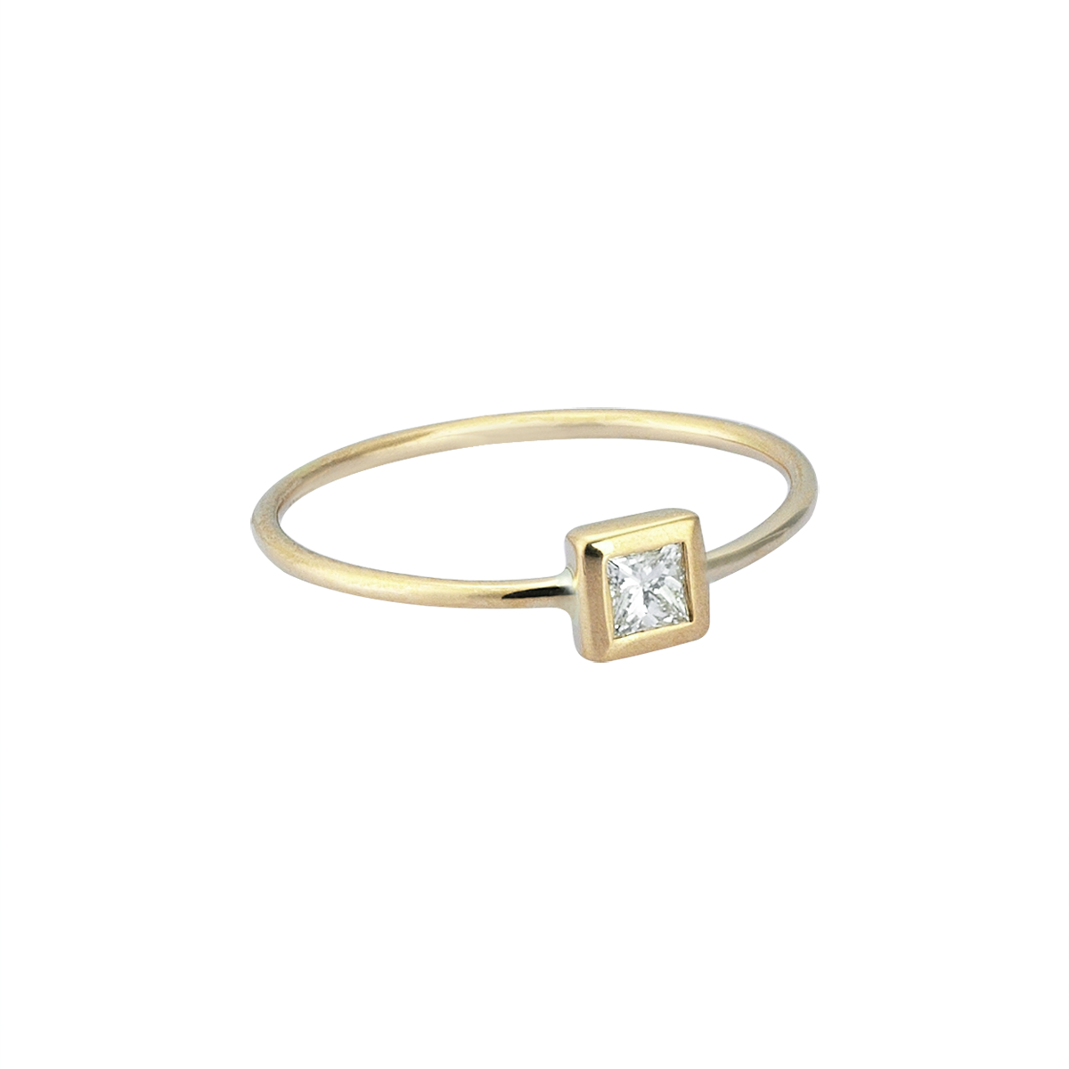 Square Diamond Midi Ring in Yellow Gold - Her Story Shop