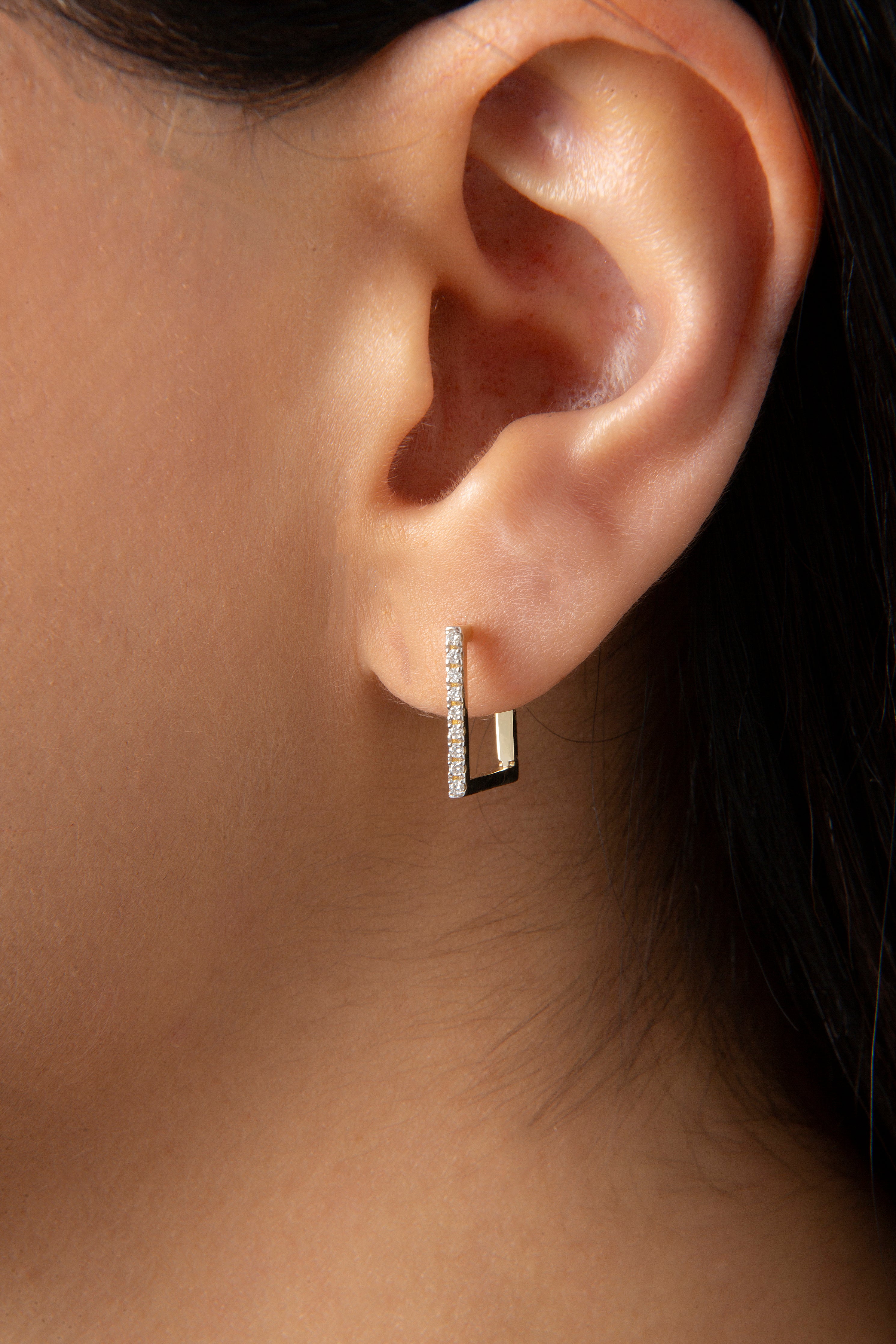 Mini Square Earring in Yellow Gold - Her Story Shop