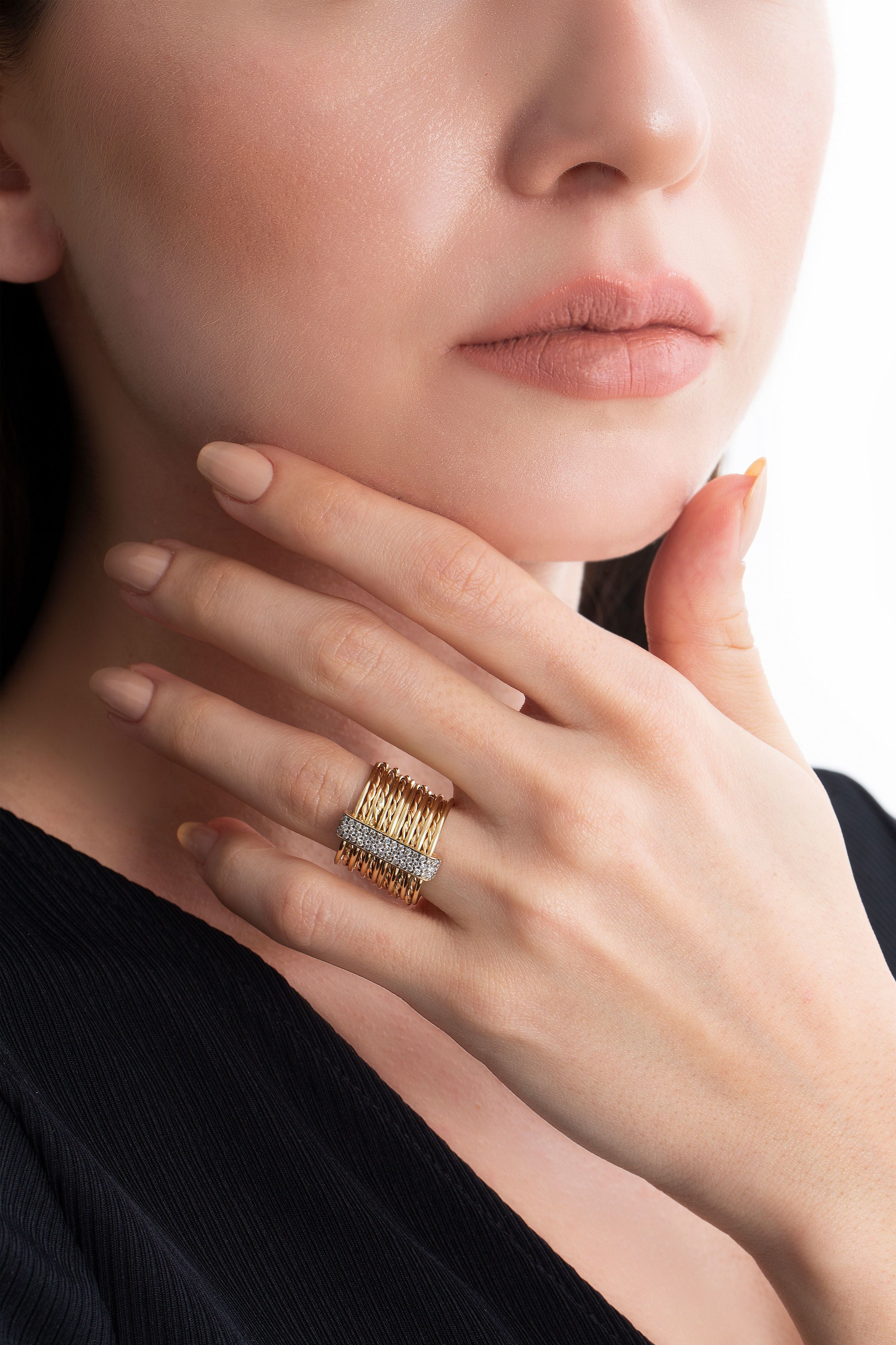 Attached Coils Ring in Yellow Gold - Her Story Shop