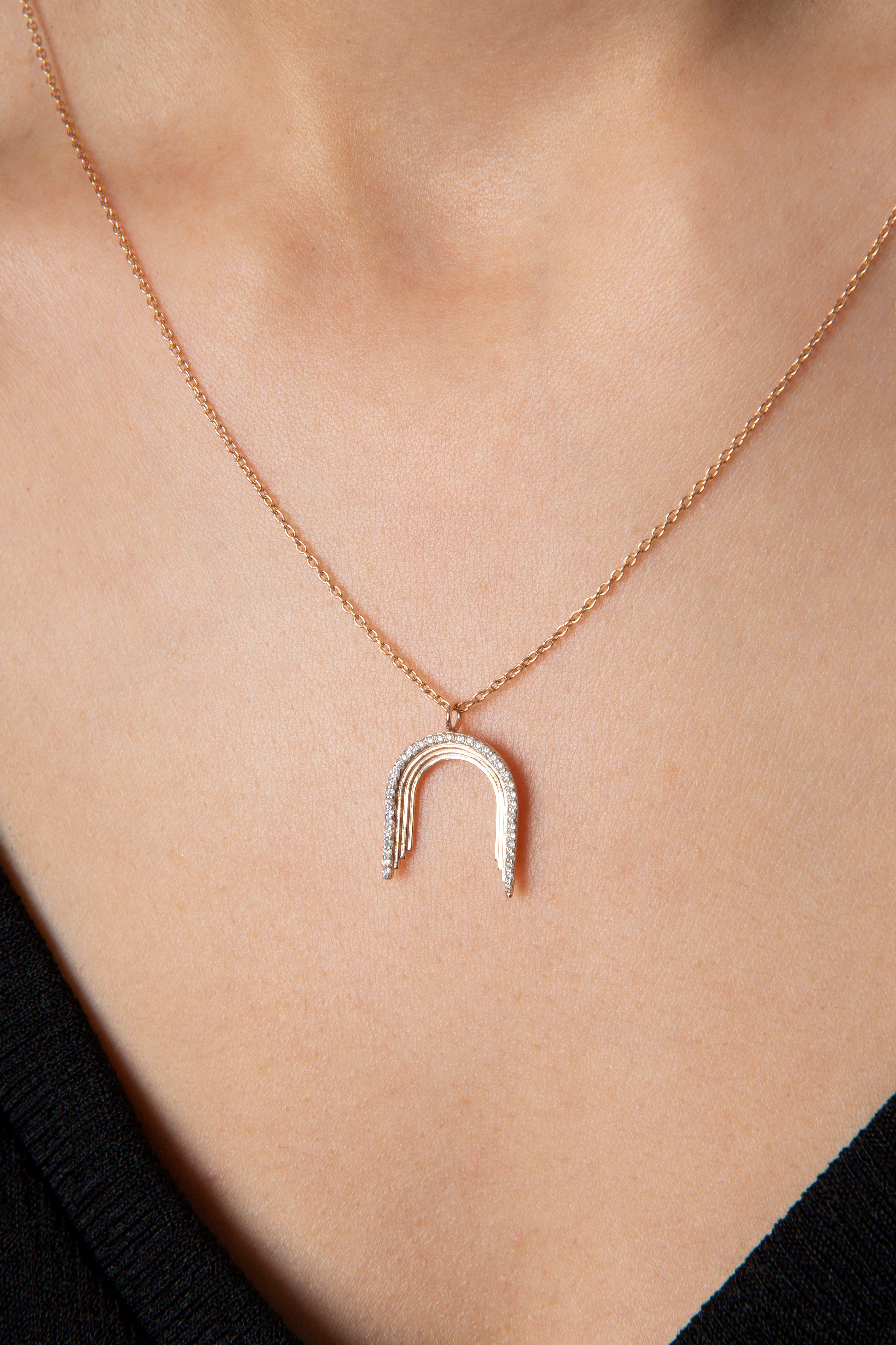 Convex Mini Arch Necklace in Rose Gold - Her Story Shop