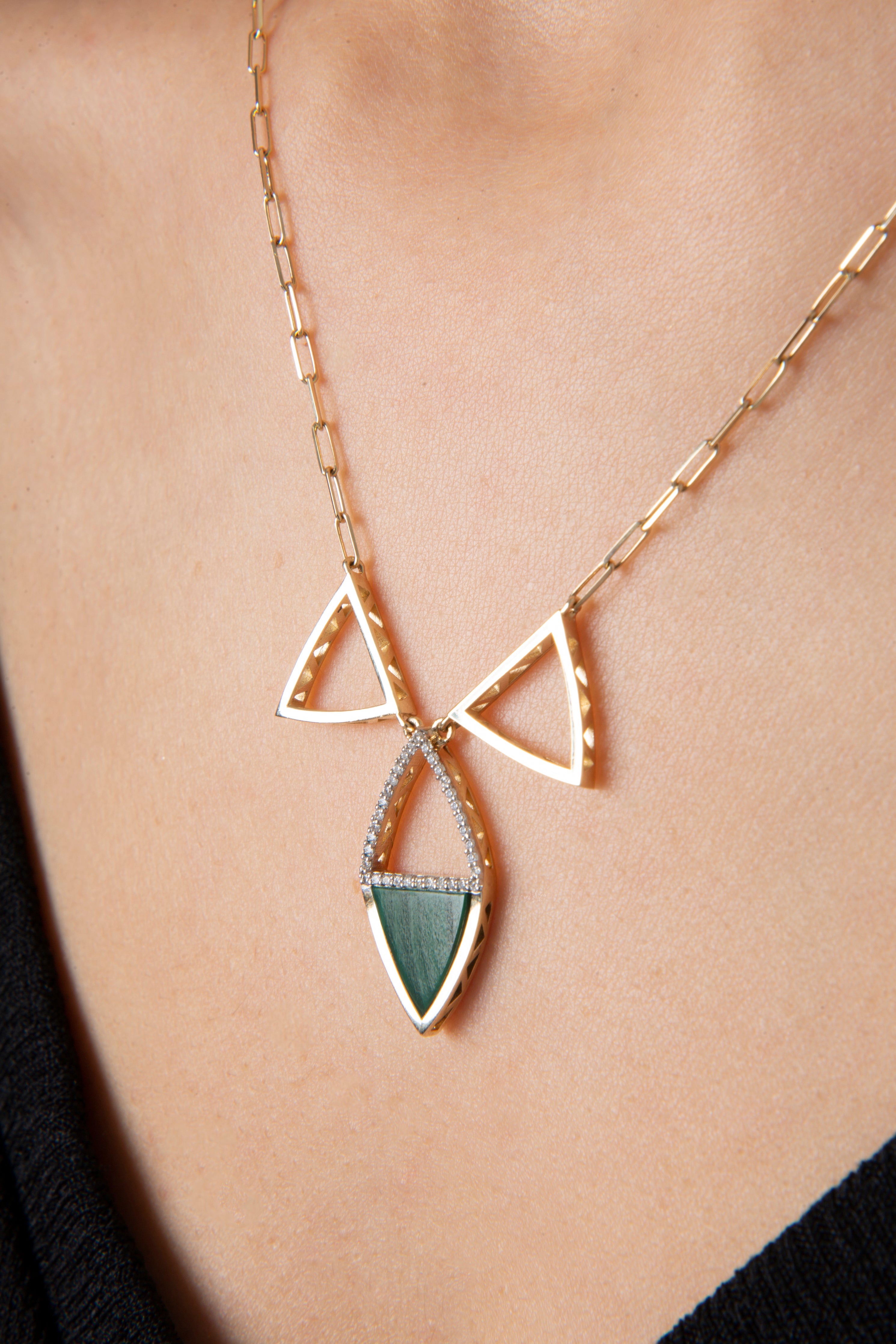 Feminine Glory Mini Green Necklace in Yellow Gold - Her Story Shop