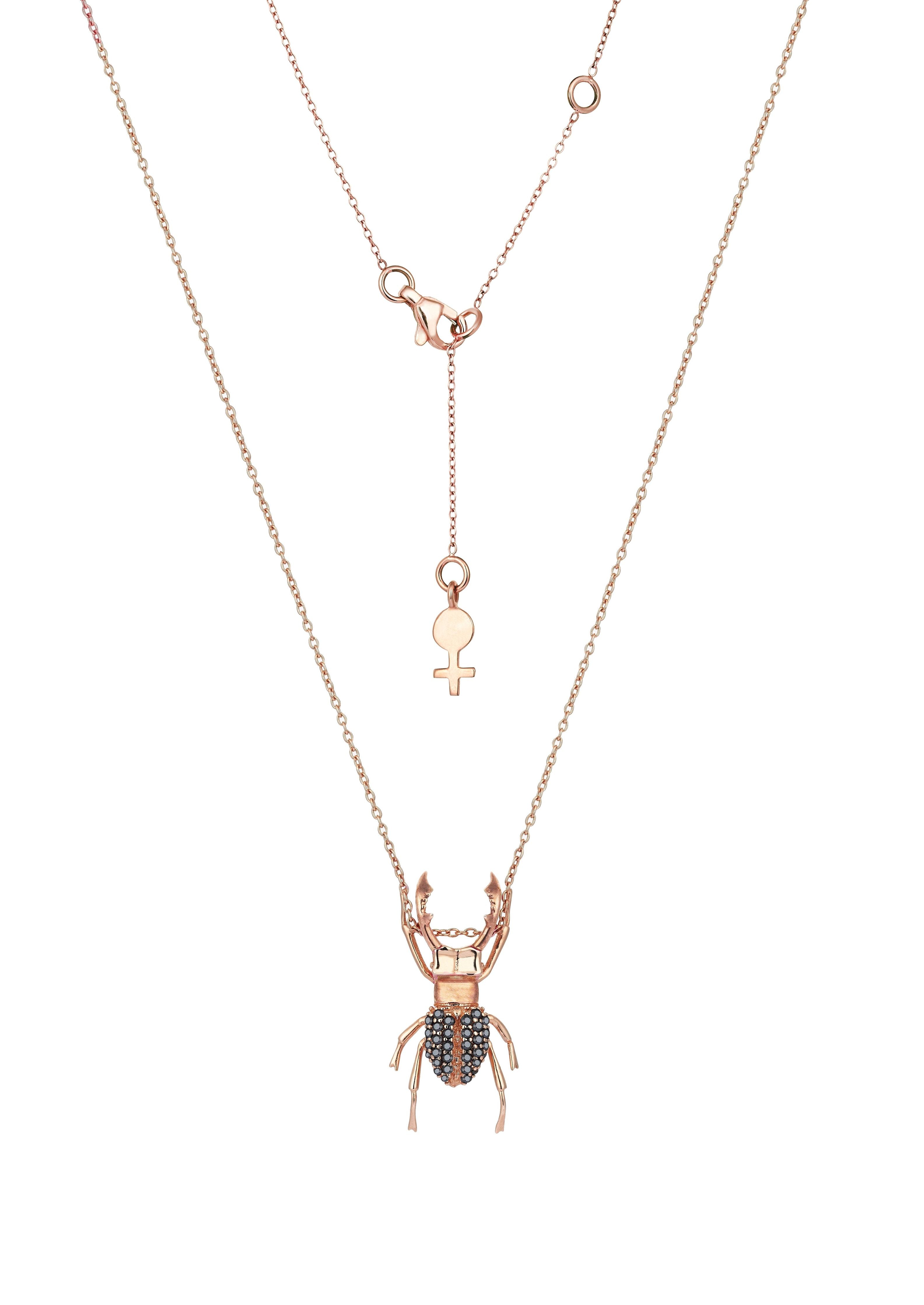 Stag Beetle Necklace in Rose Gold - Her Story Shop