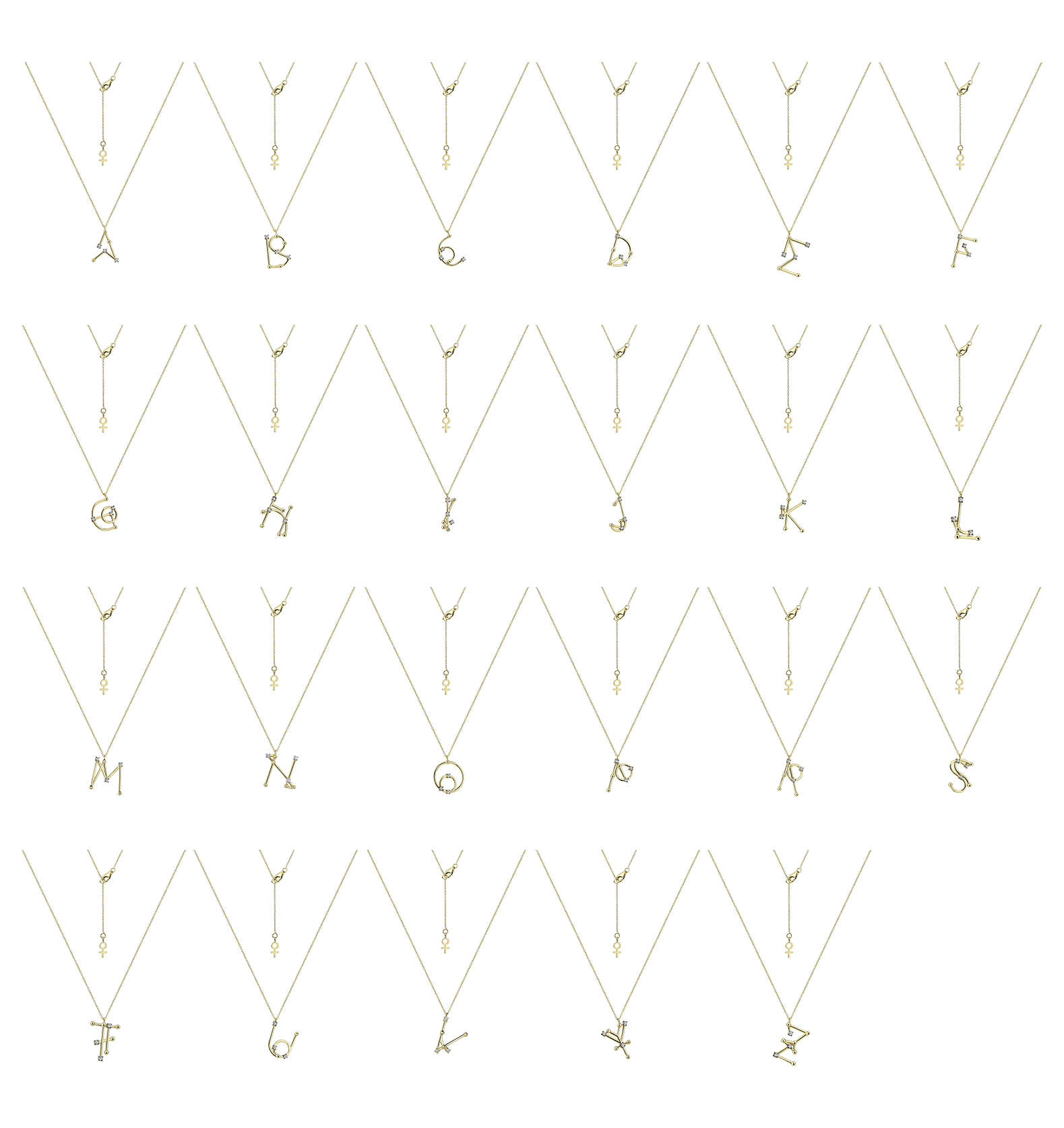 Galactic Necklace Initials in Yellow Gold - Her Story Shop