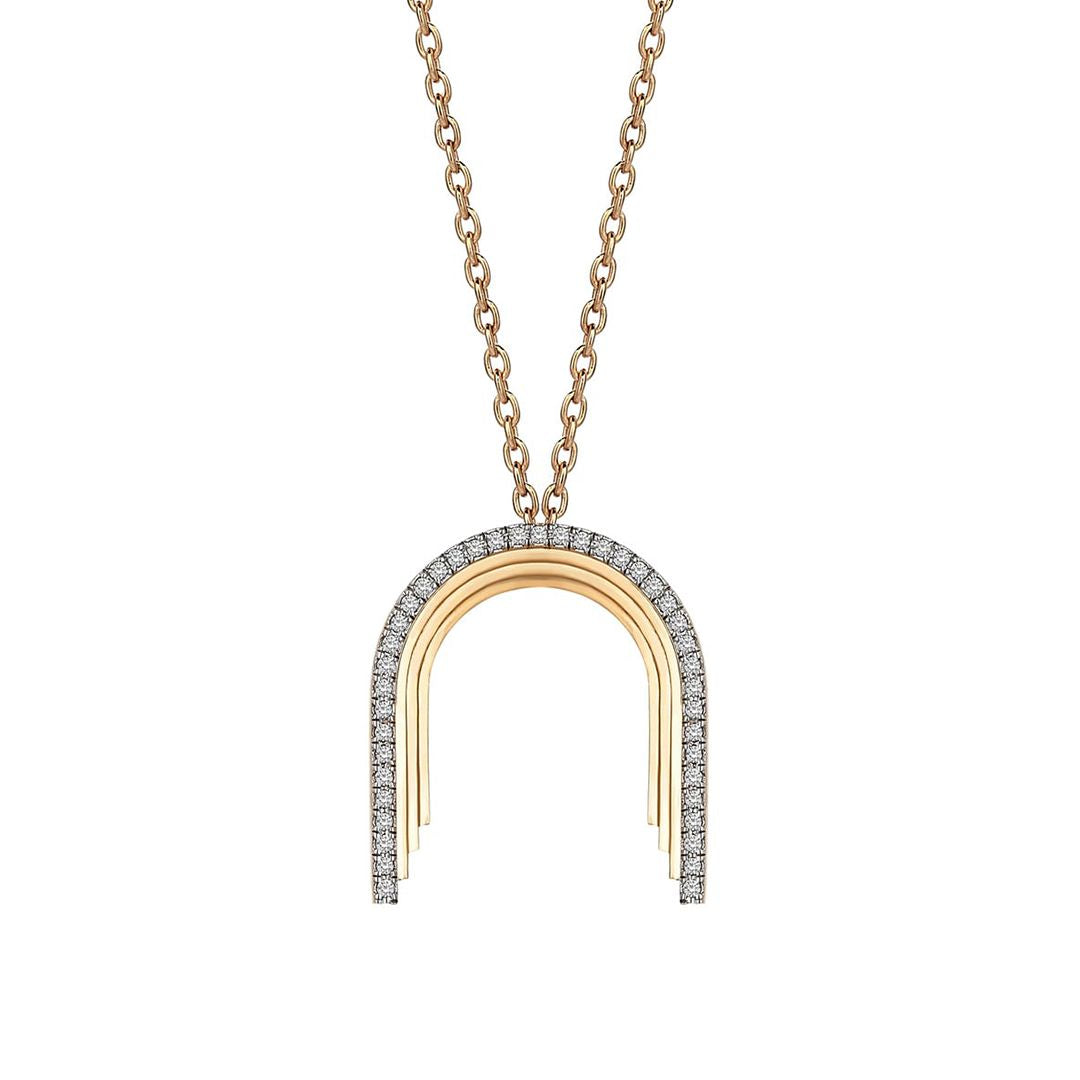 Convex Mini Arch Necklace in Yellow Gold - Her Story Shop