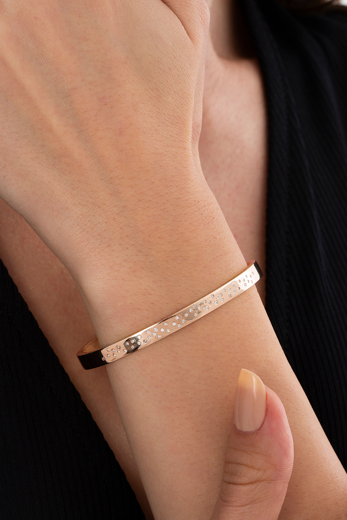 Pave Rigid Fairy Dust Bracelet in Rose Gold - Her Story Shop