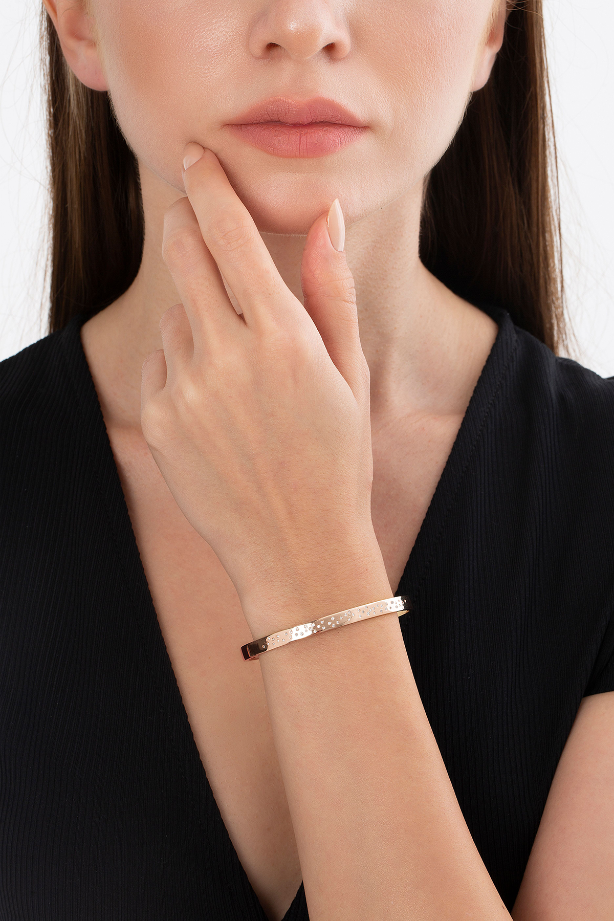 Pave Rigid Fairy Dust Bracelet in Rose Gold - Her Story Shop