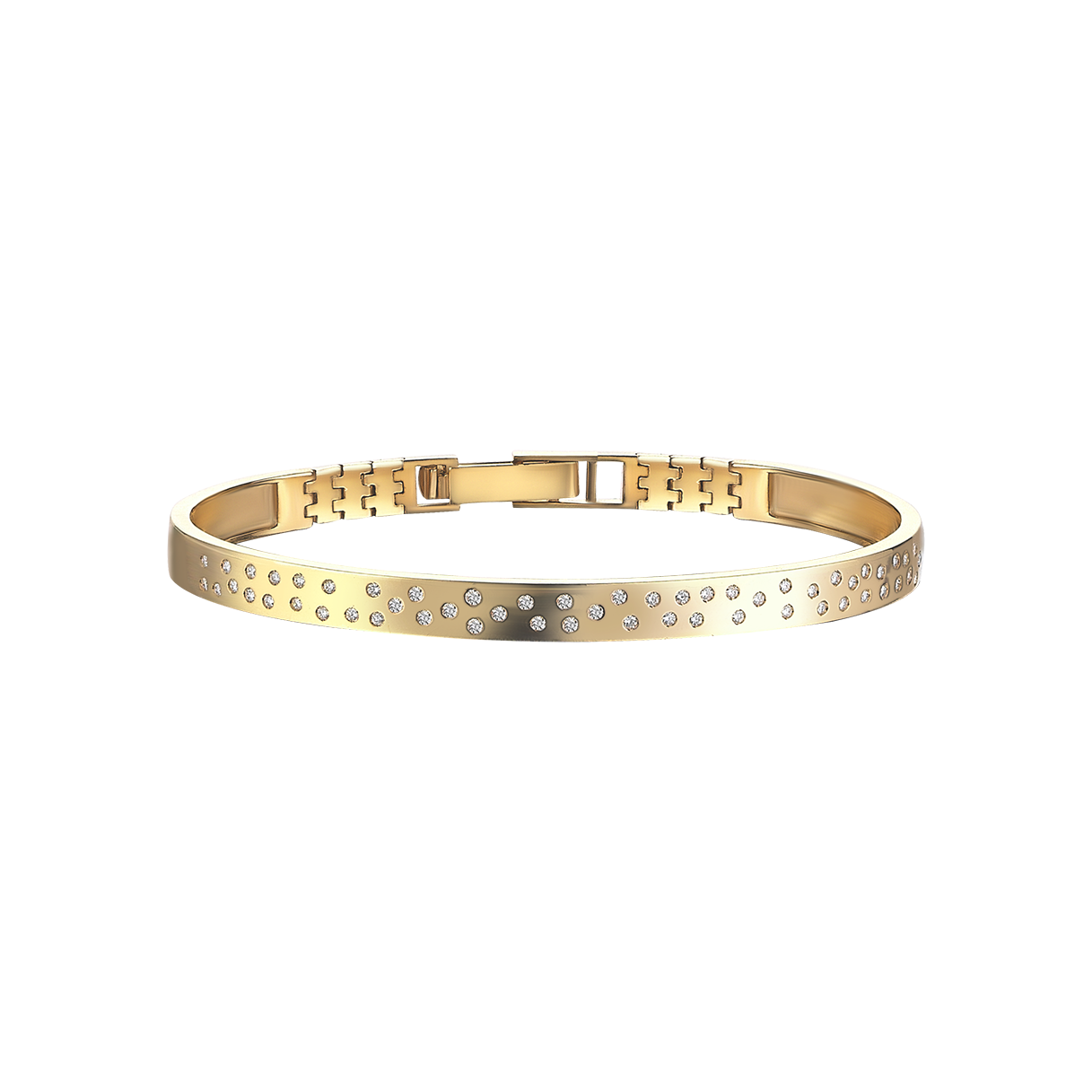 Pave Rigid Fairy Dust Bracelet in Yellow Gold - Her Story Shop