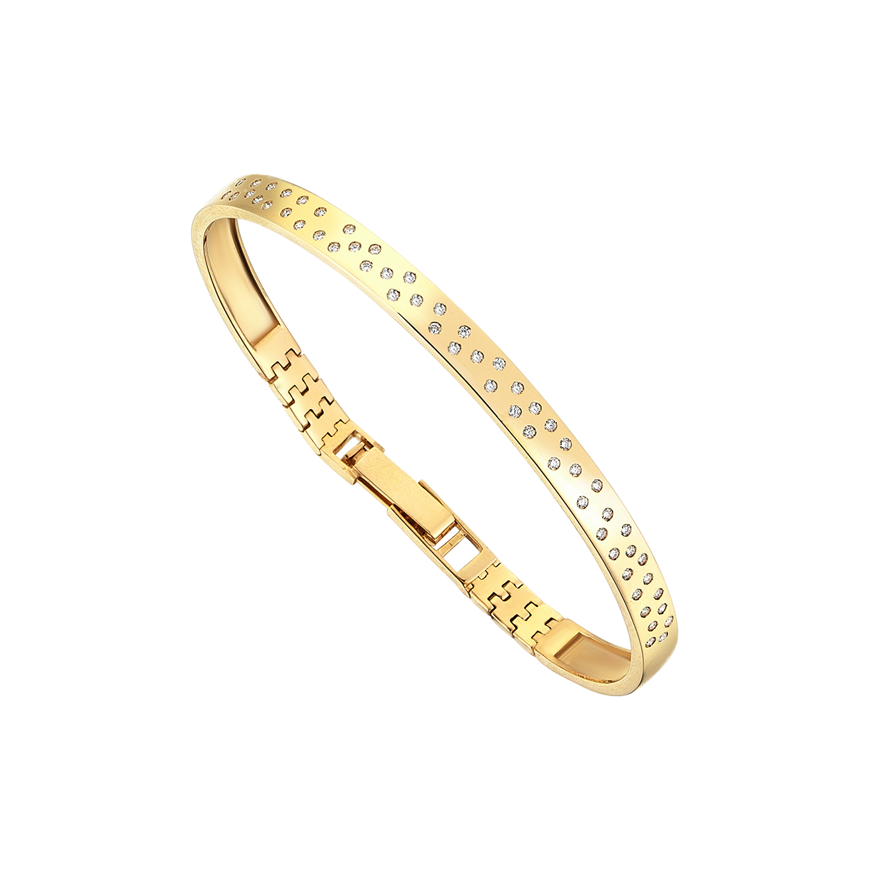 Pave Rigid Fairy Dust Bracelet in Yellow Gold - Her Story Shop