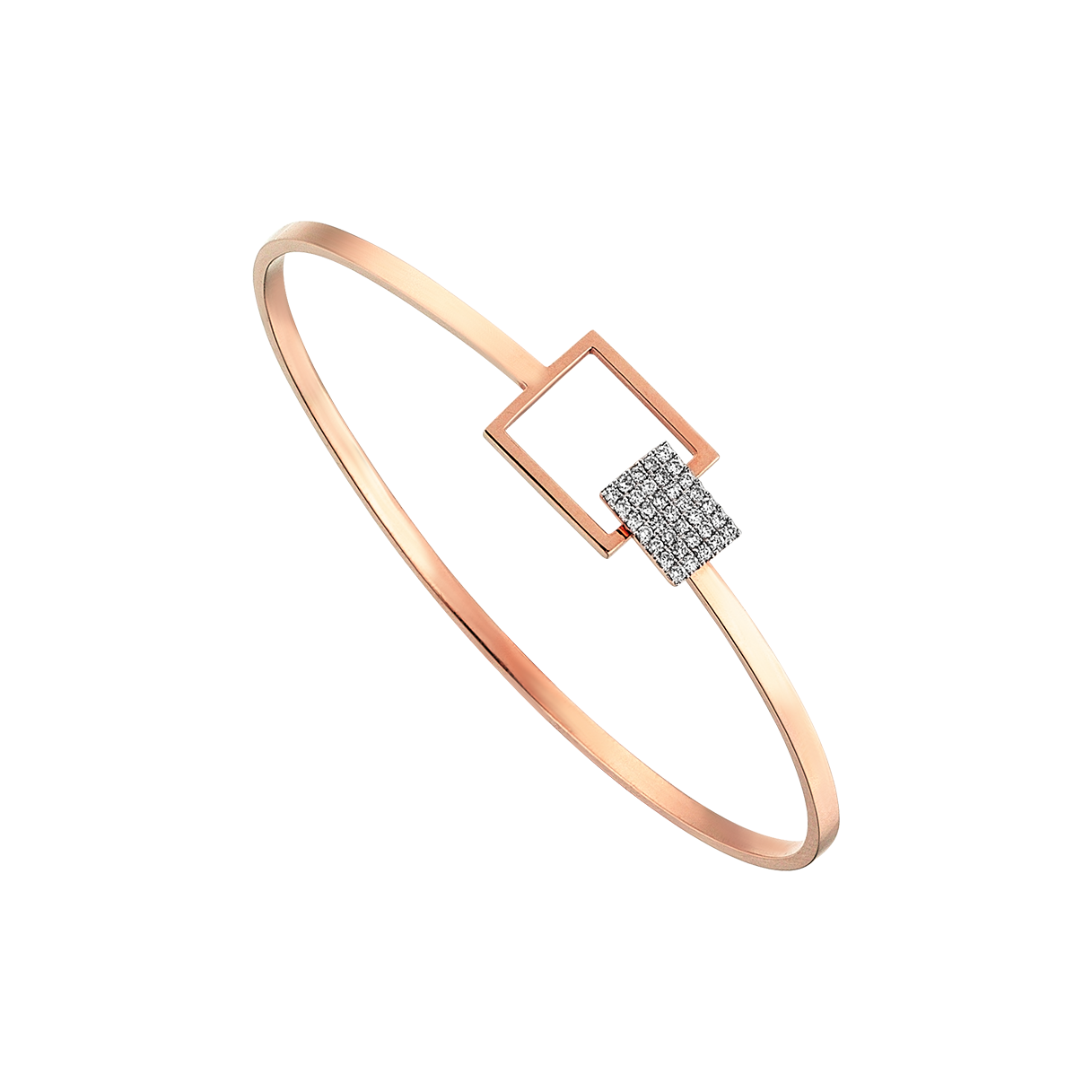 Geometric Squares Pave Bracelet in Rose Gold - Her Story Shop