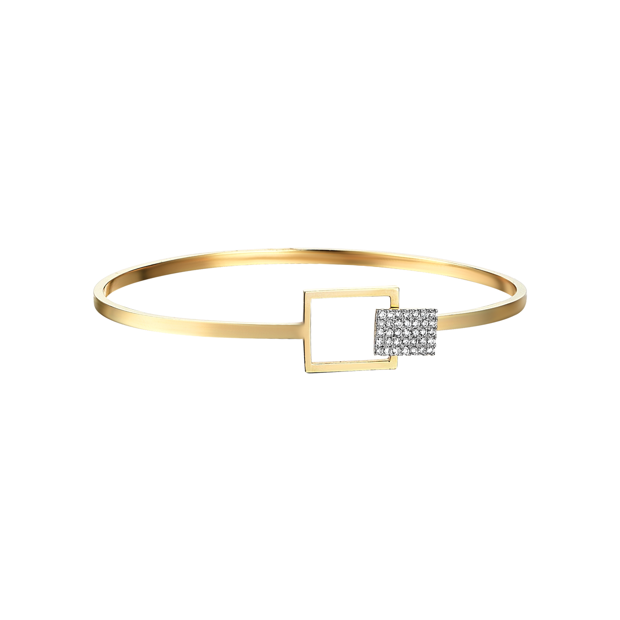Geometric Squares Pave Bracelet in Yellow Gold - Her Story Shop